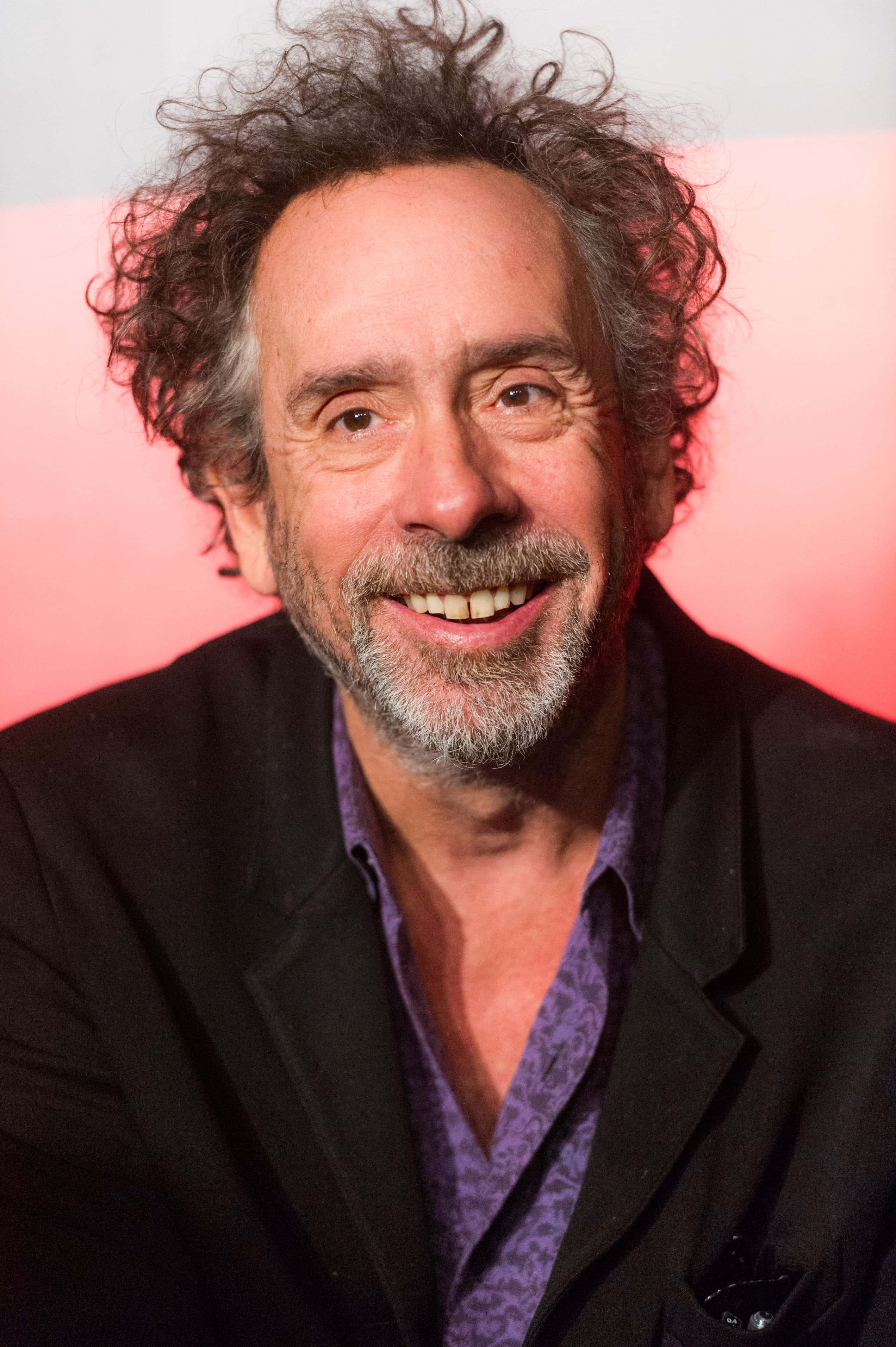 Tim Burton, curly gray hair, beard, 4K Phone Wallpaper