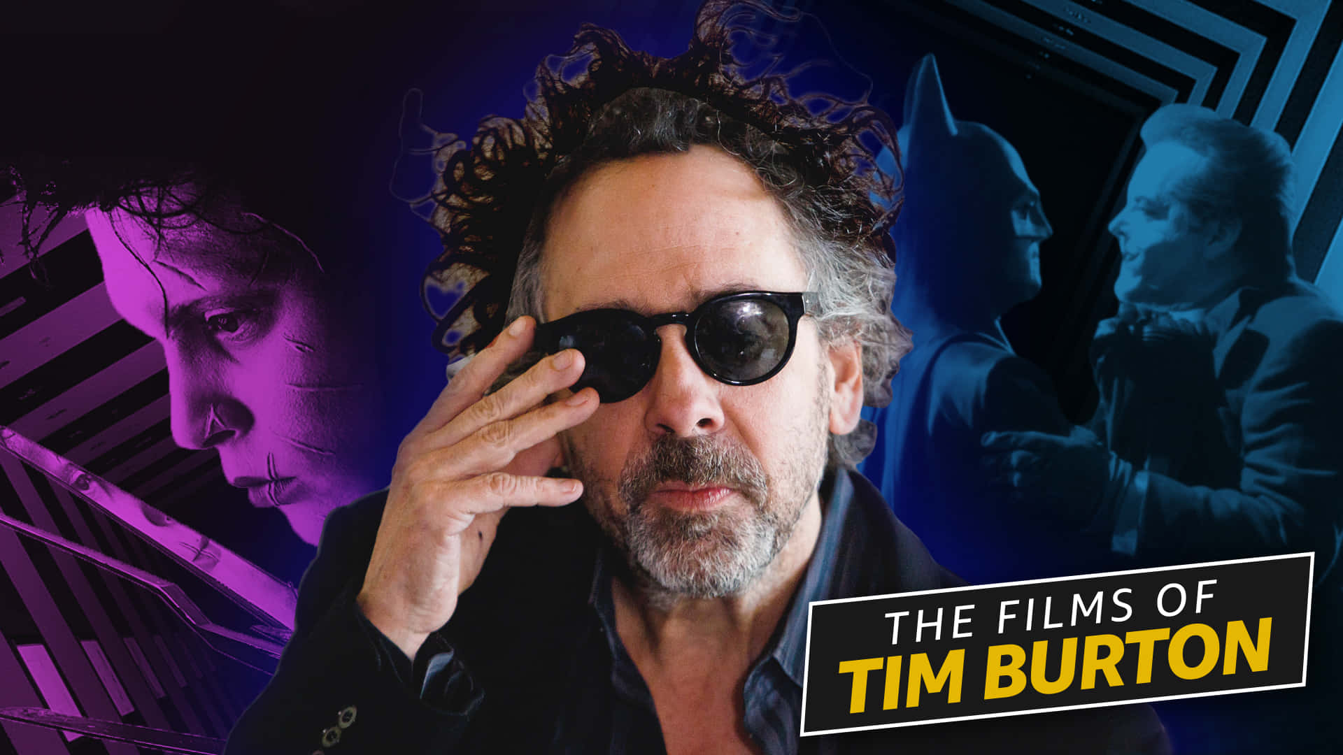 Tim Burton, neon purple, neon blue, Full HD Desktop Wallpaper