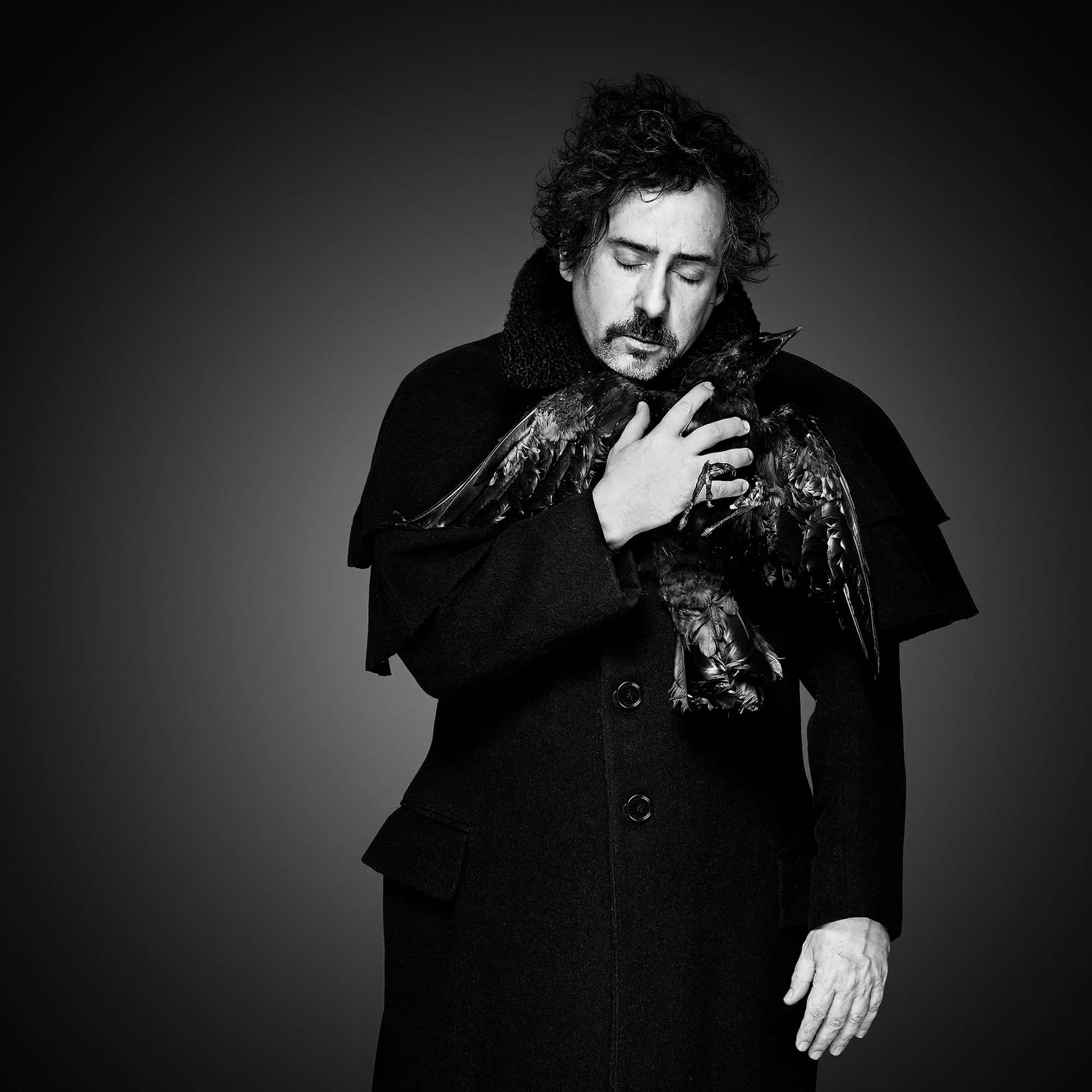 Tim Burton, dark coat, raven, Full HD Desktop Wallpaper