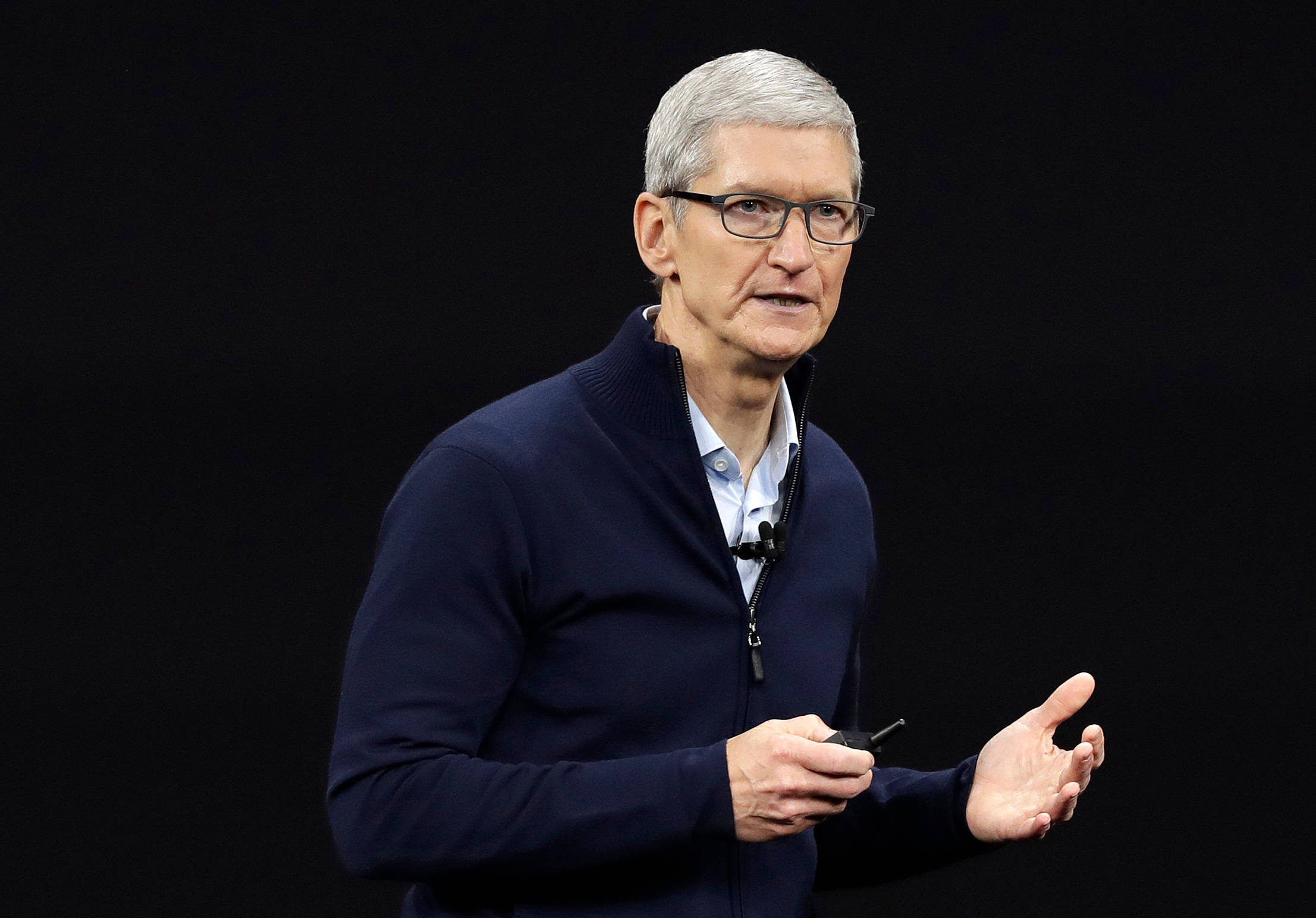 Tim Cook, navy blue zip-up sweater, light blue collared shirt, Full HD Desktop Wallpaper