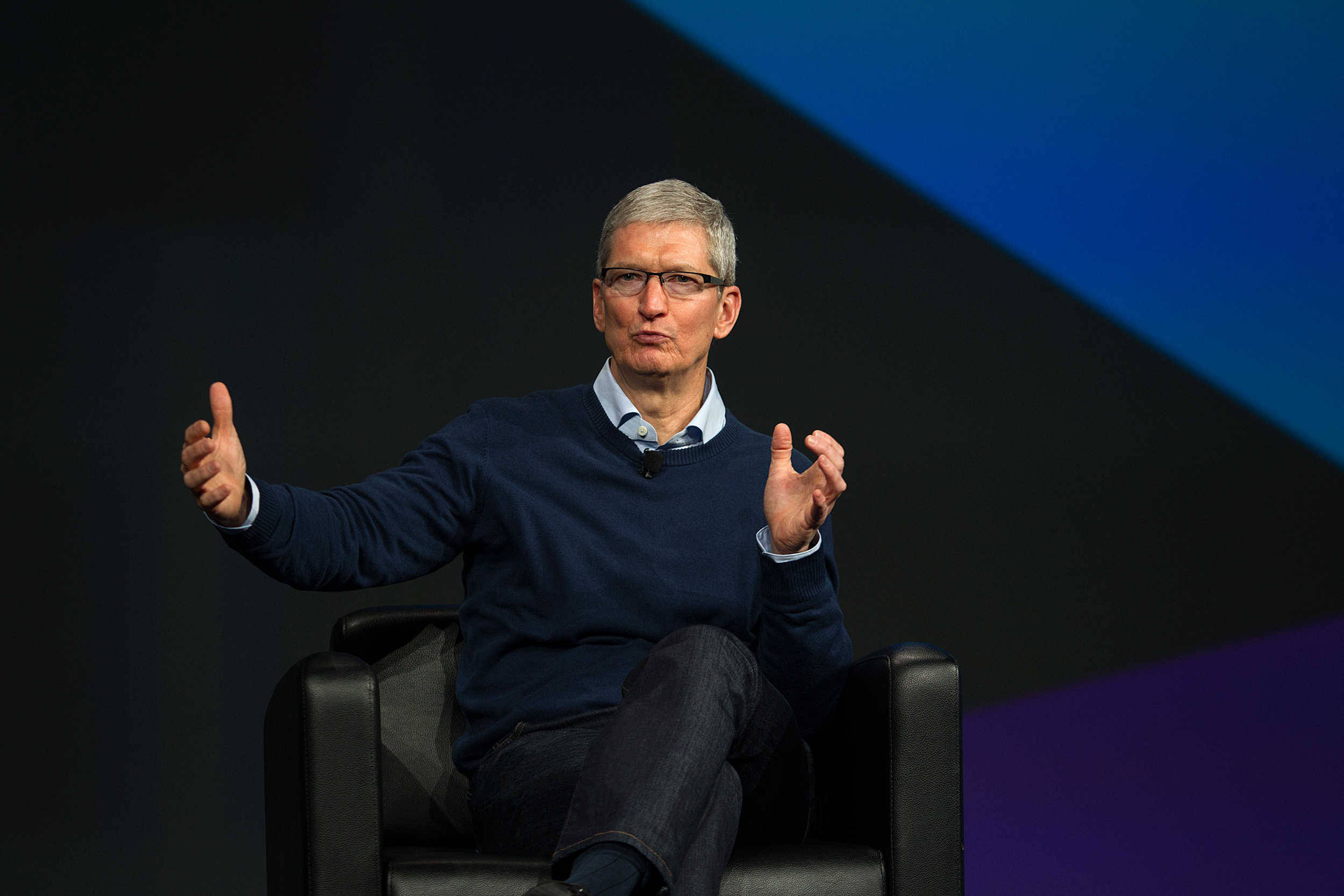Tim Cook, black chair, glasses, Full HD Desktop Wallpaper