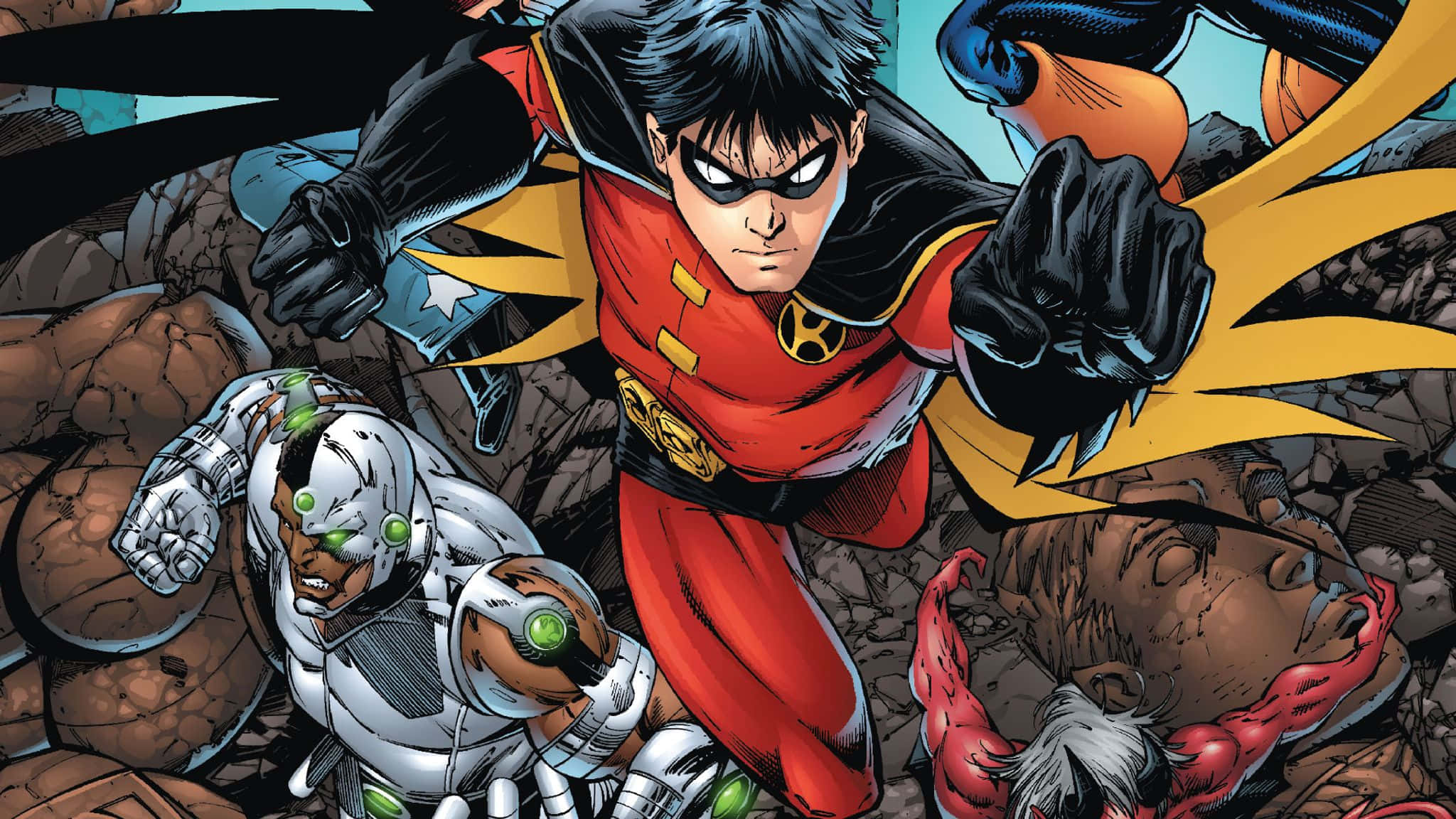 Tim Drake, red and silver suits, comic book heroes, Full HD Desktop Wallpaper