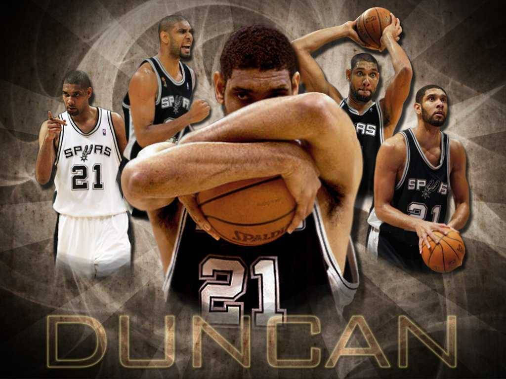 Tim Duncan, number 21, NBA balls, SD Desktop Wallpaper