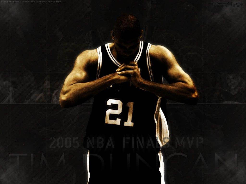 Tim Duncan, black jersey, number 21, SD Desktop Wallpaper