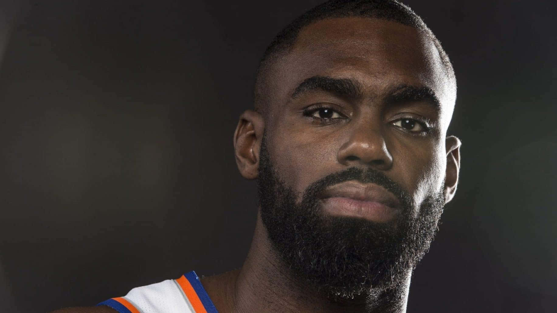 Tim Hardaway Jr, white orange and blue jersey, bearded basketball player, HD Desktop Wallpaper