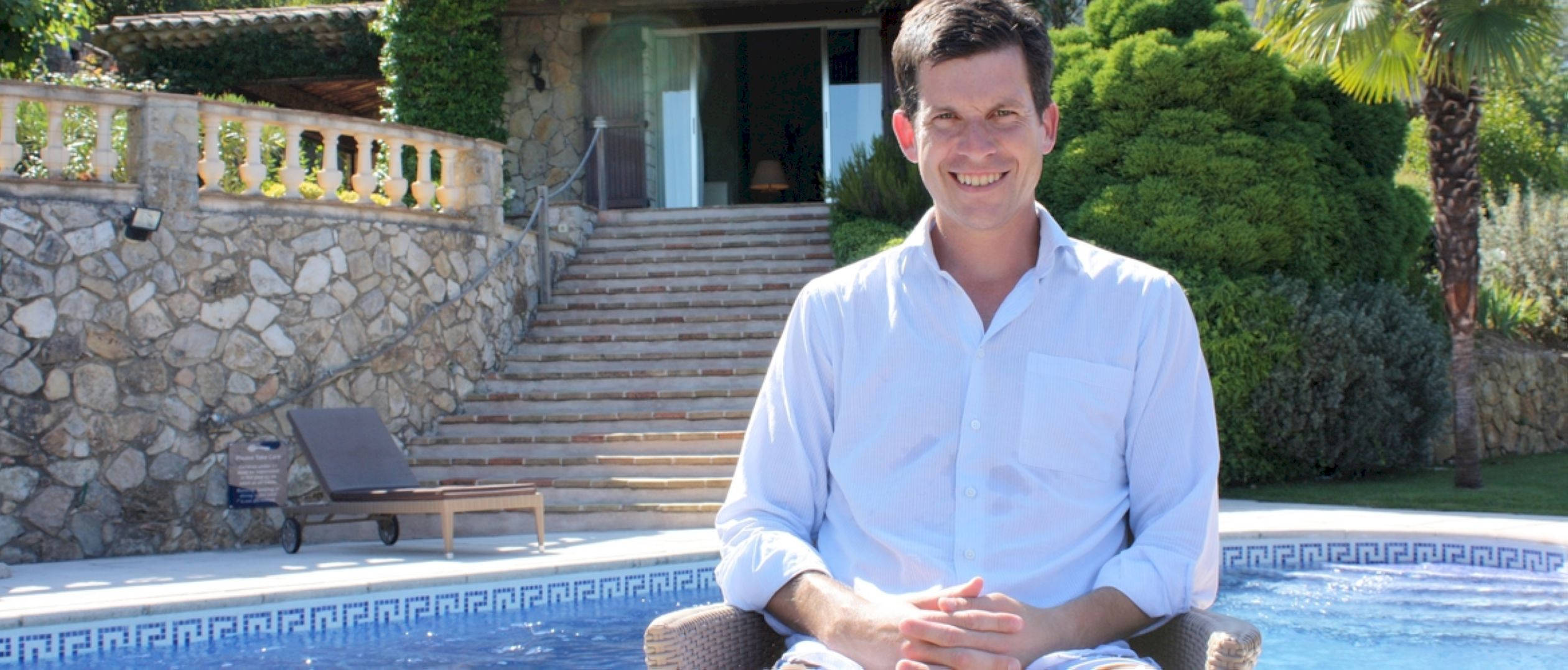 Tim Henman, white shirt, poolside lounge chair, Full HD Desktop Wallpaper