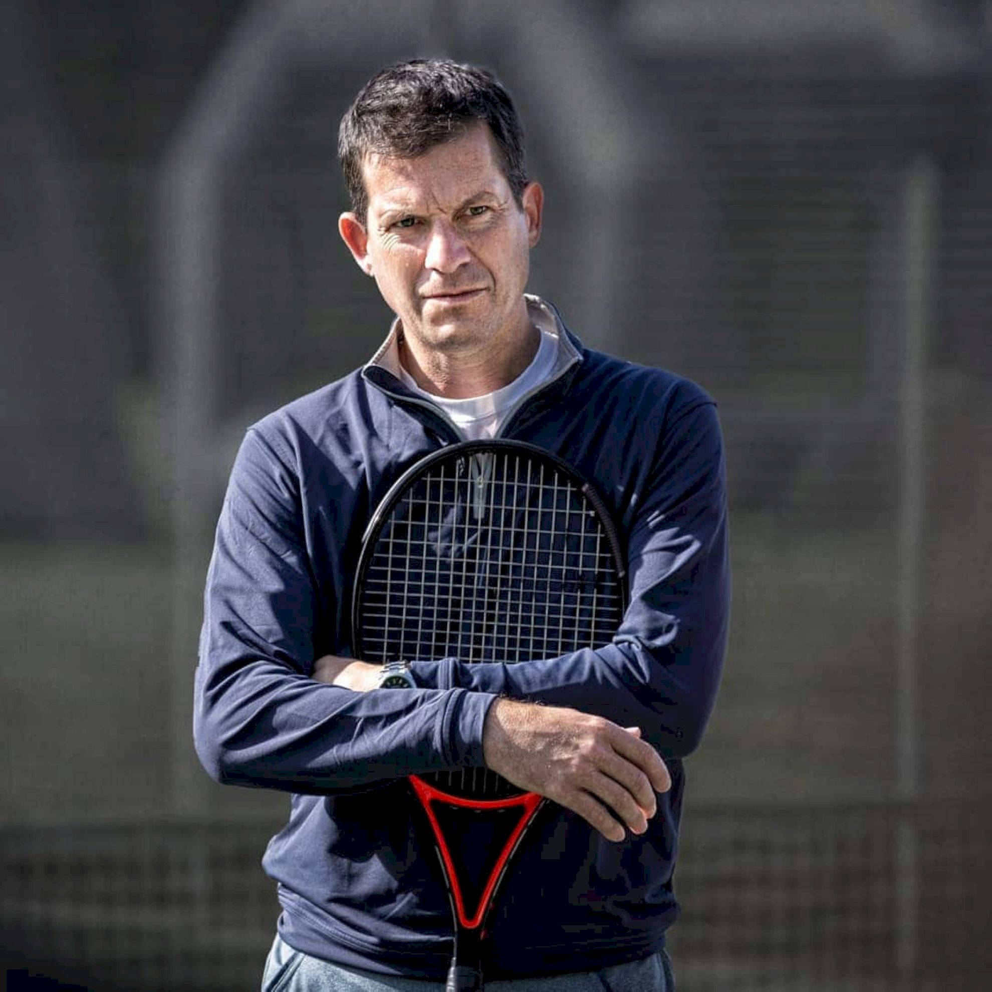 Tim Henman, navy jacket, tennis racket, Full HD Desktop Wallpaper
