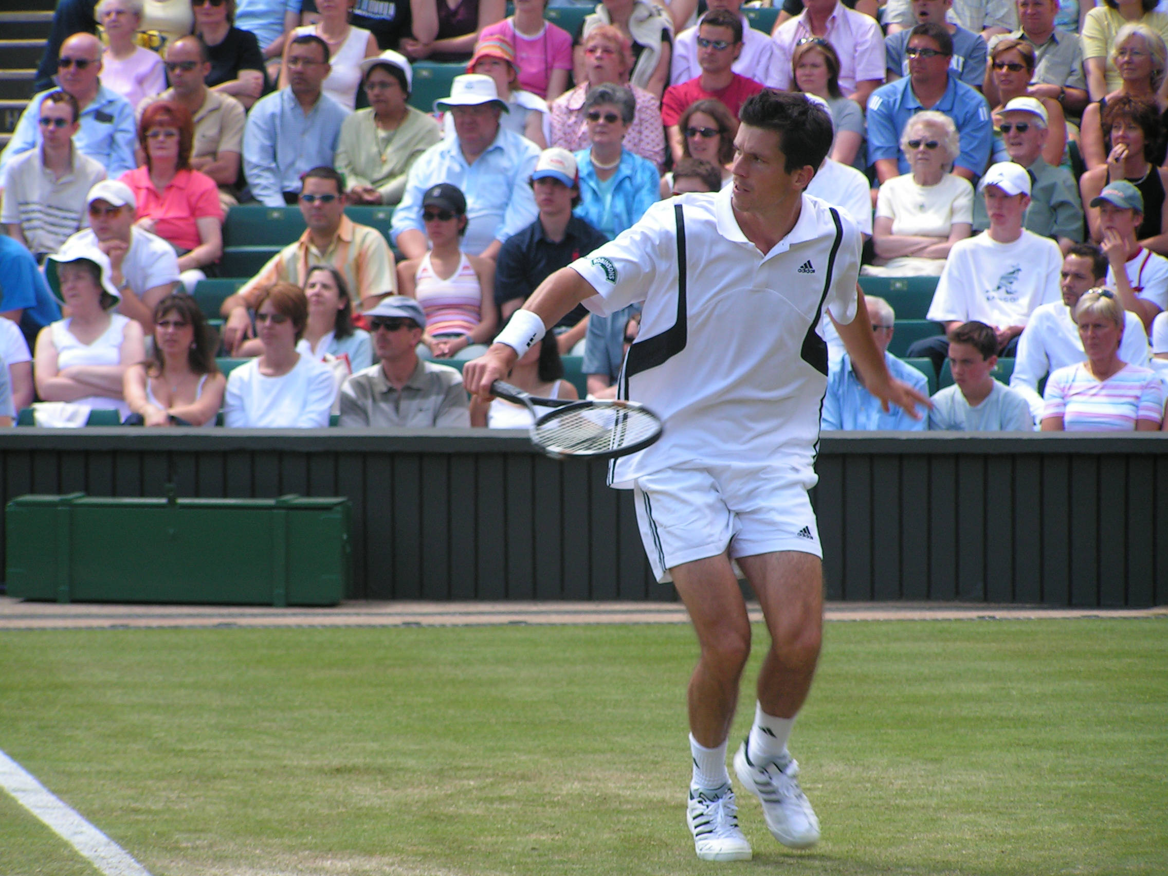 Tim Henman, white gear, grass court, Full HD Desktop Wallpaper