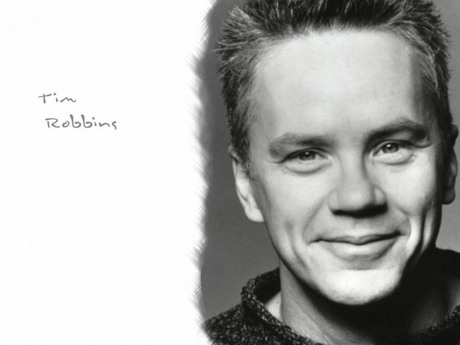 Tim Robbins, grayscale, black and white portrait, HD Desktop Wallpaper