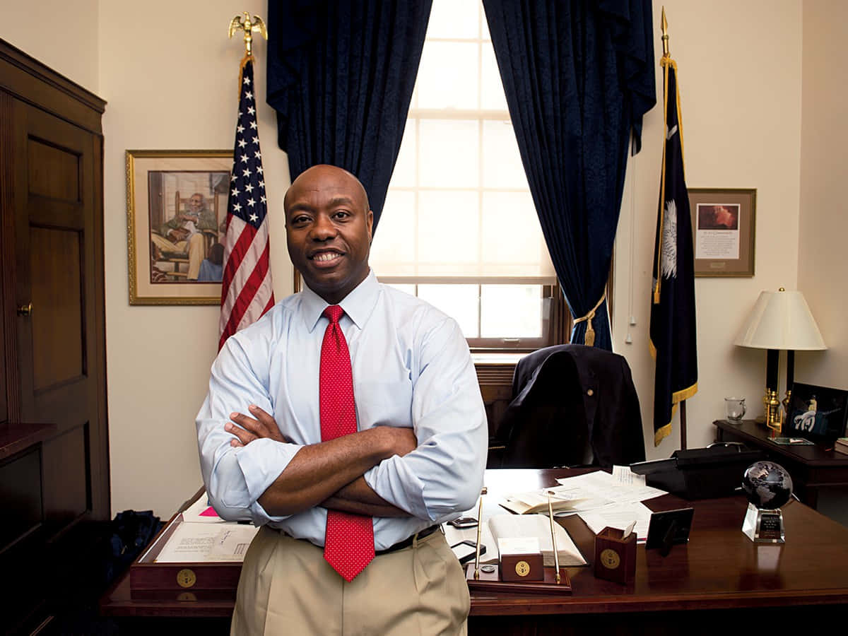 Tim Scott, office, light blue shirt, SD Desktop Wallpaper