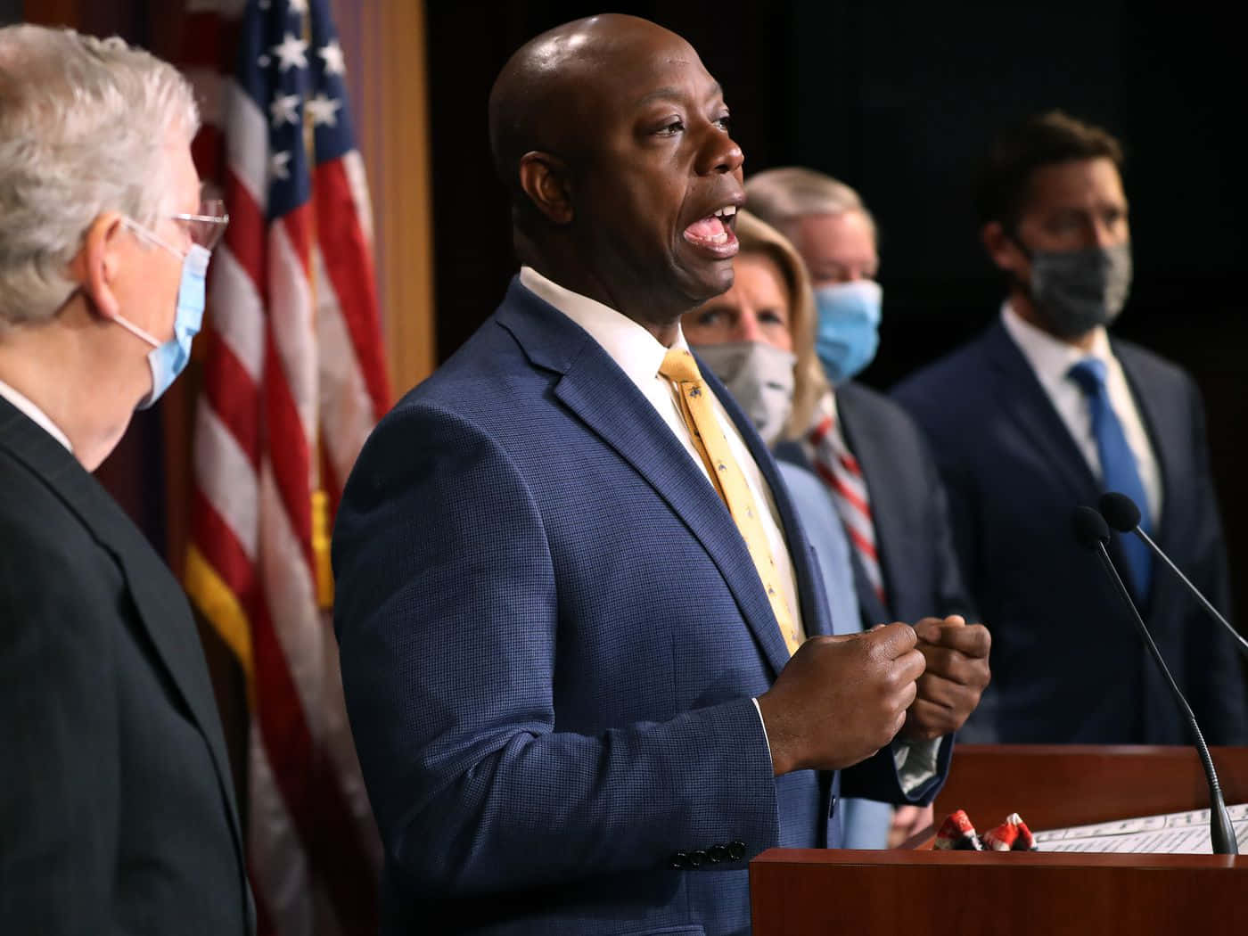 Tim Scott, blue suit, yellow tie, HD Desktop Wallpaper
