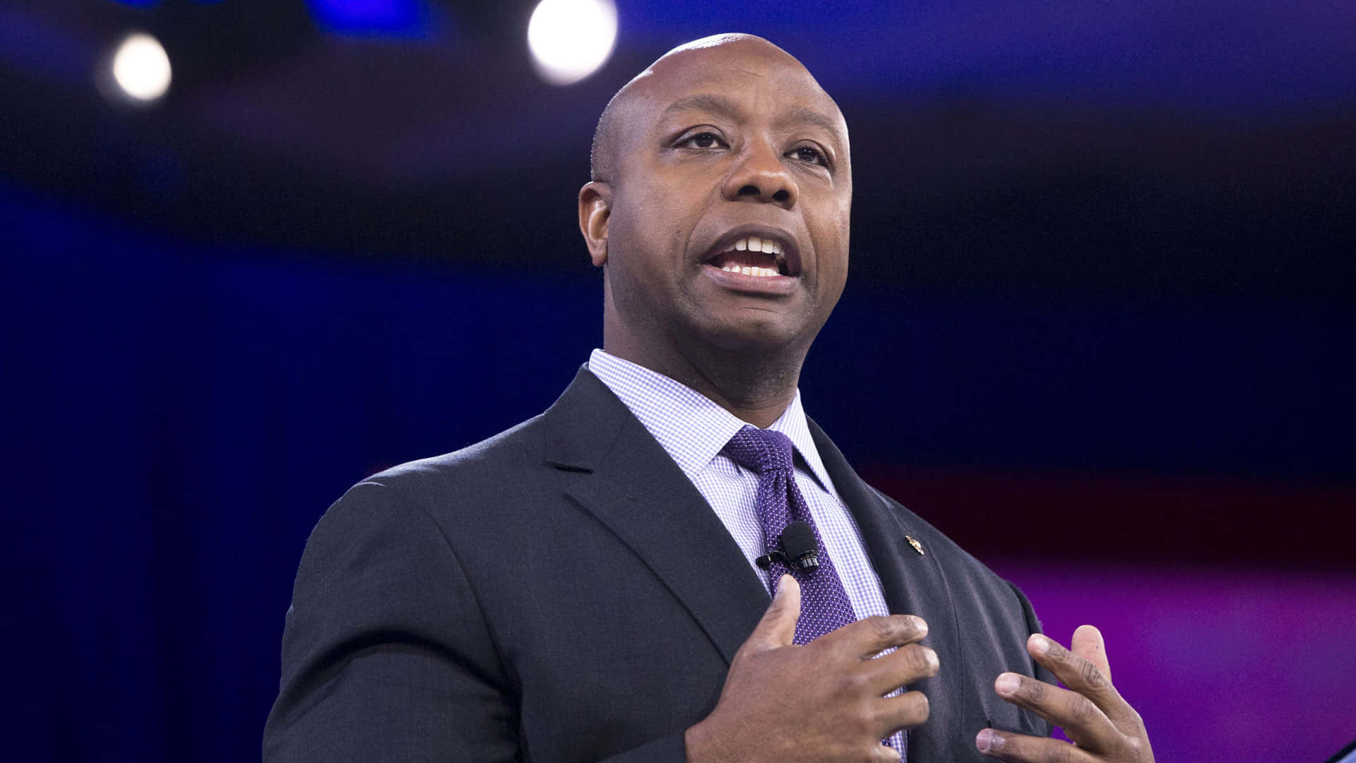 Tim Scott, dark suit, purple tie, Full HD Desktop Wallpaper