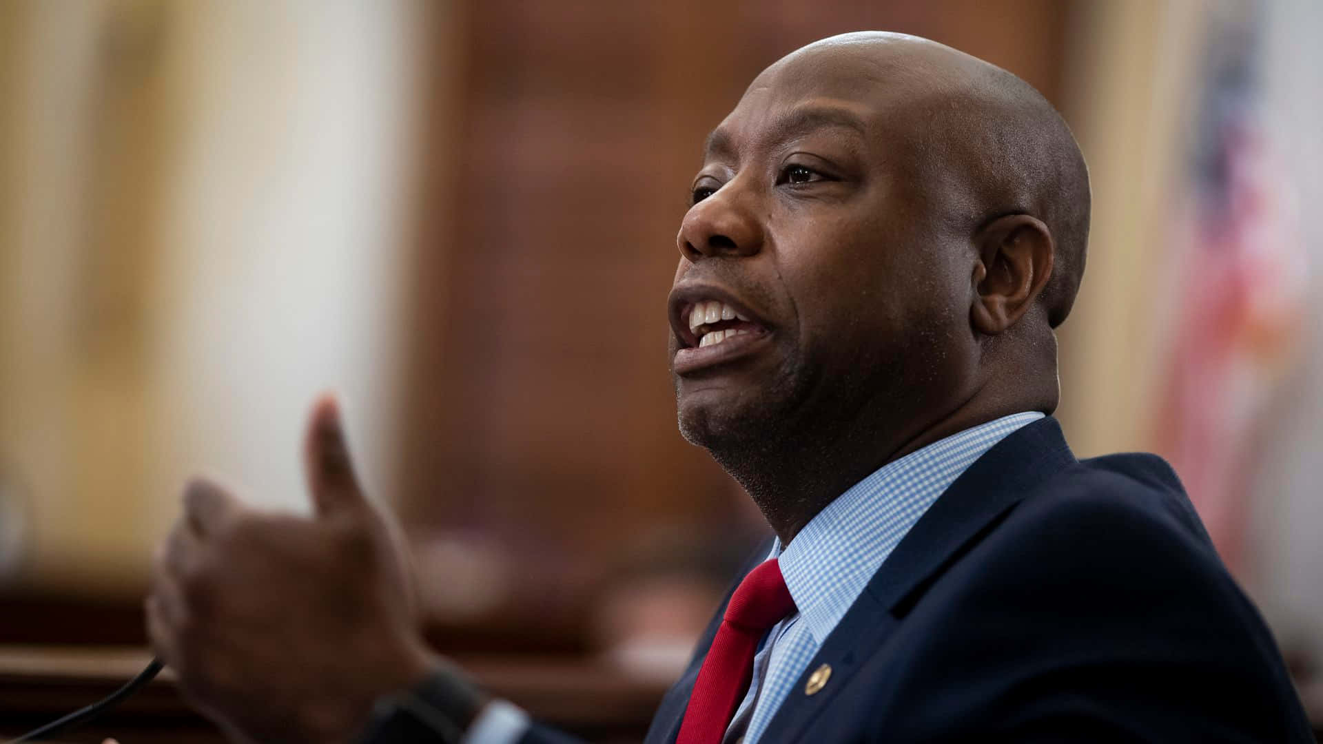 Tim Scott, dark suit, red tie, Full HD Desktop Wallpaper