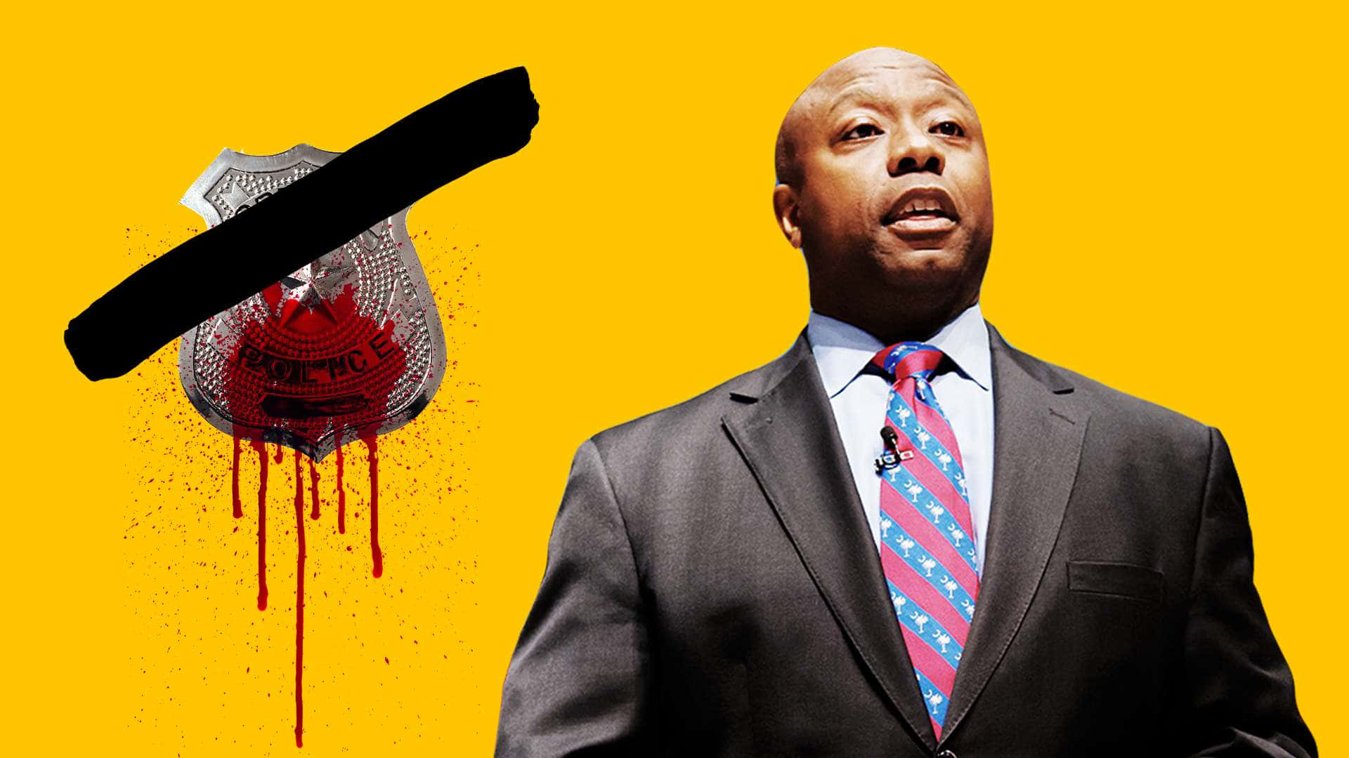 Tim Scott, police brutality, bloodied police badge, Full HD Desktop Wallpaper