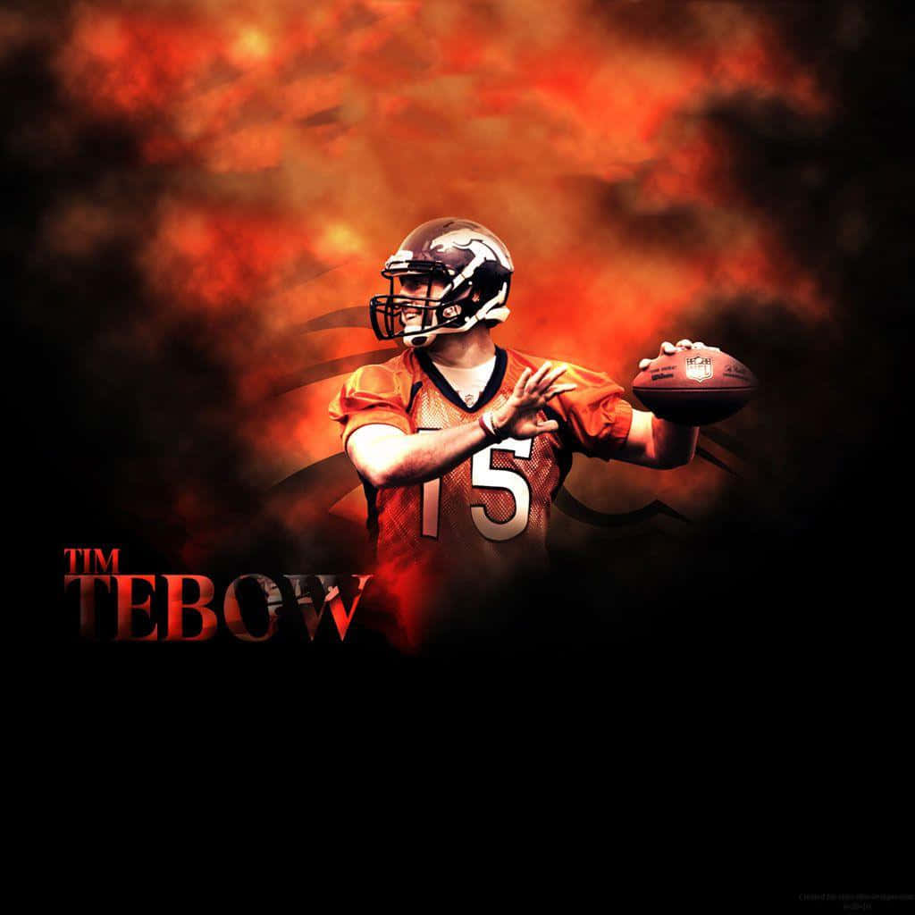 Tim Tebow, orange jersey, football field, SD Desktop Wallpaper