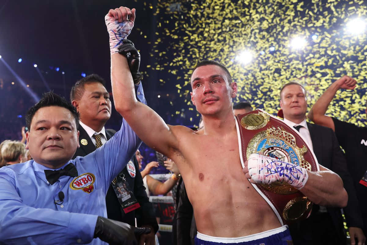 Tim Tszyu, championship fight, golden confetti, SD Desktop Wallpaper