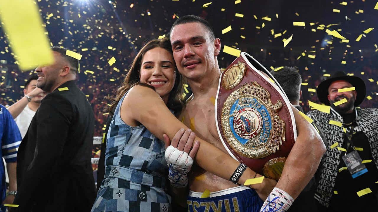 Tim Tszyu, championship belt, yellow confetti, HD Desktop Wallpaper