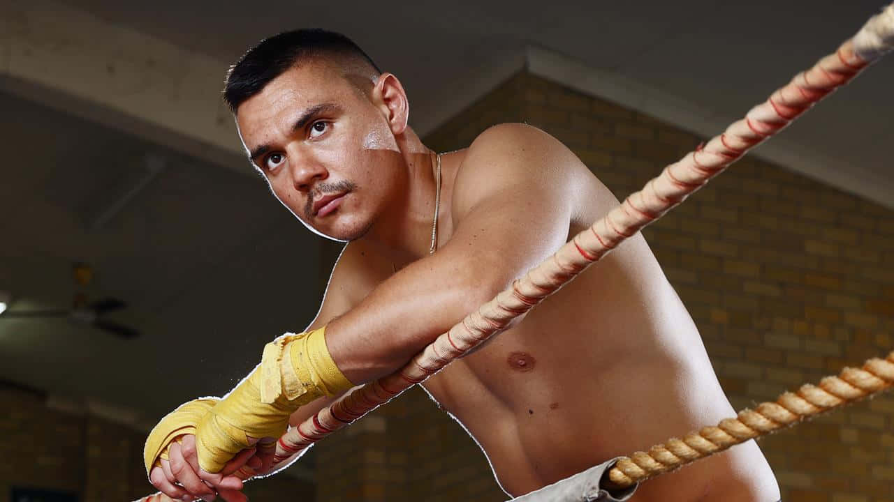 Tim Tszyu, boxing gloves, dimly lit gym, HD Desktop Wallpaper