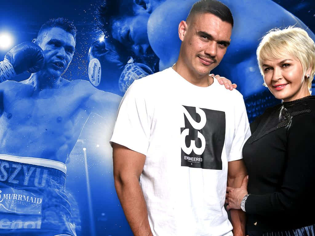 Tim Tszyu, boxing match backdrop, blue-toned, SD Desktop Wallpaper