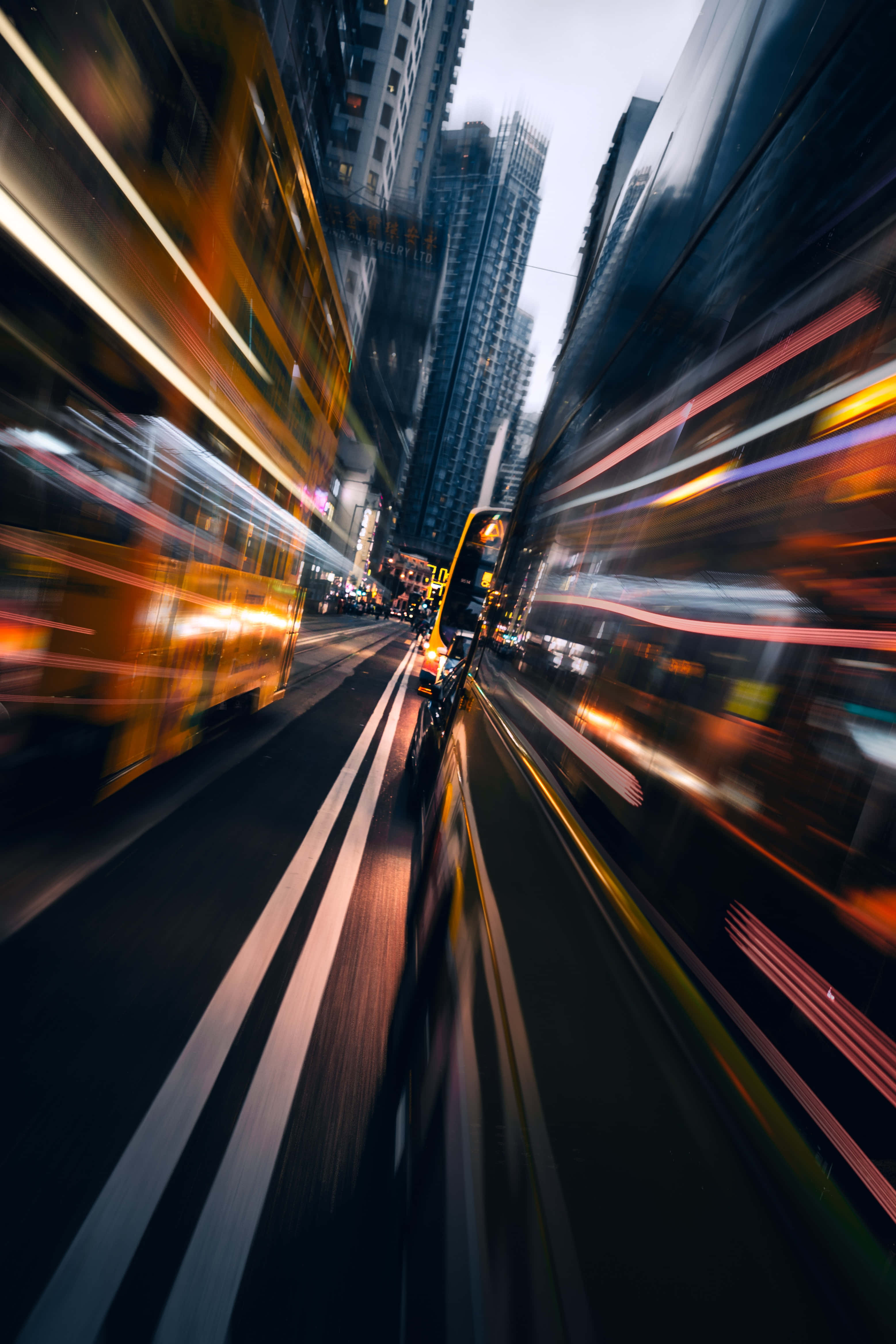 Time lapse, yellow lights, red lights, 4K Phone Wallpaper