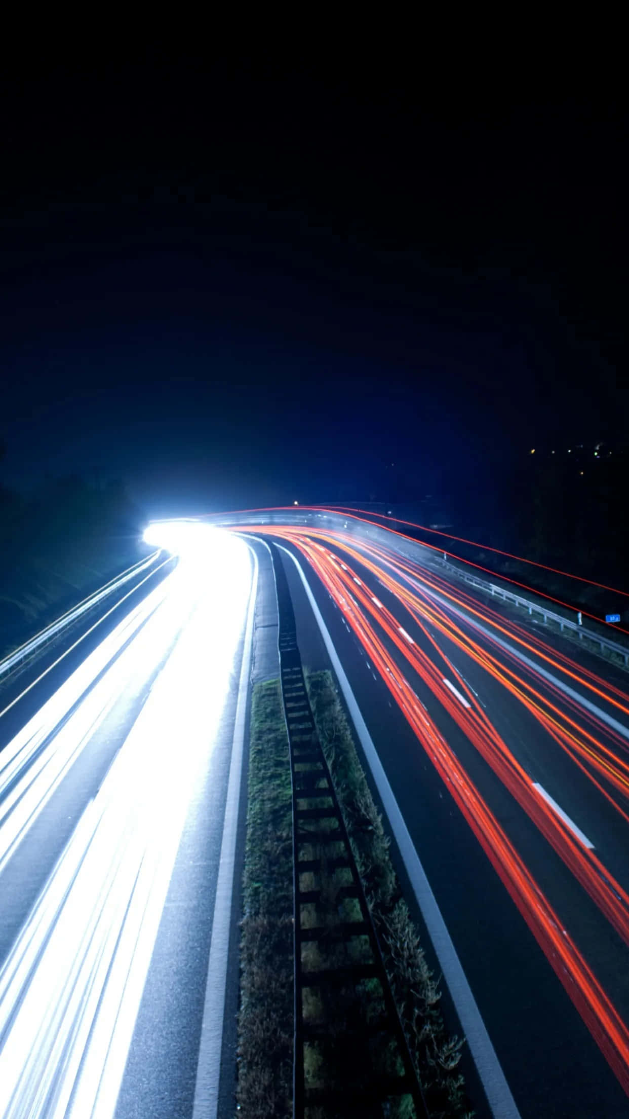 Time lapse, white car lights, red car lights, Full HD Phone Wallpaper