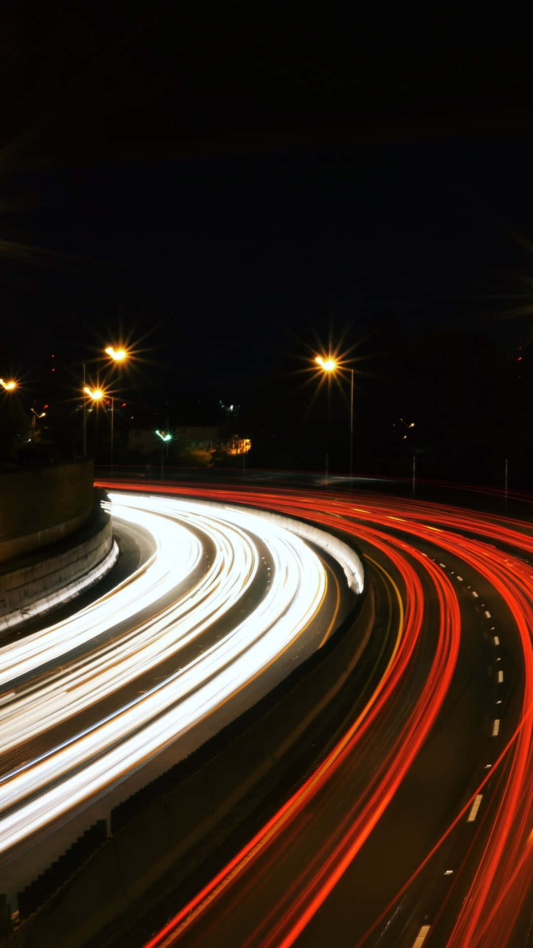 Time lapse, highway, streetlamps, Full HD Phone Wallpaper