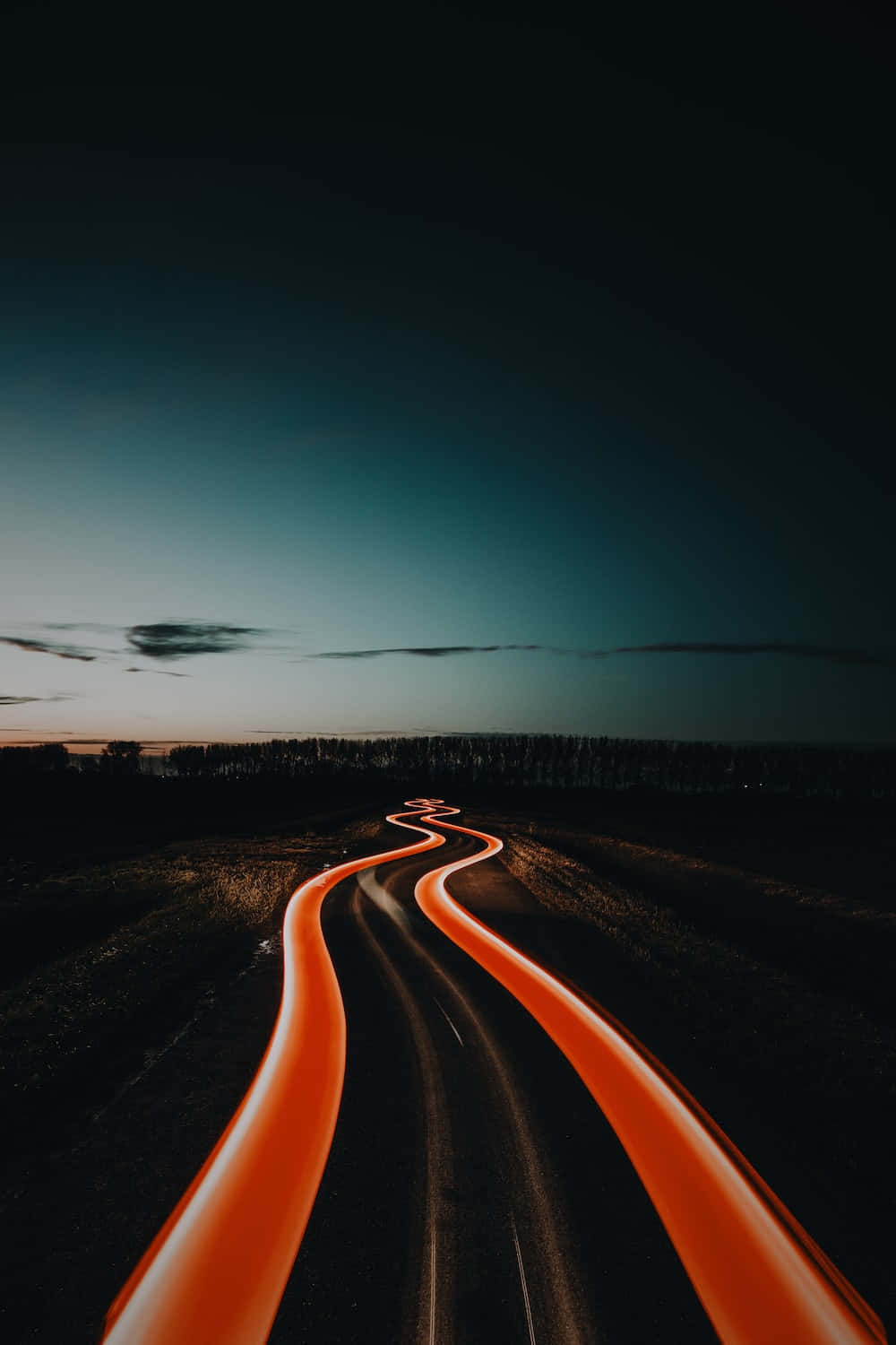 Time lapse, dusk, winding road, HD Phone Wallpaper