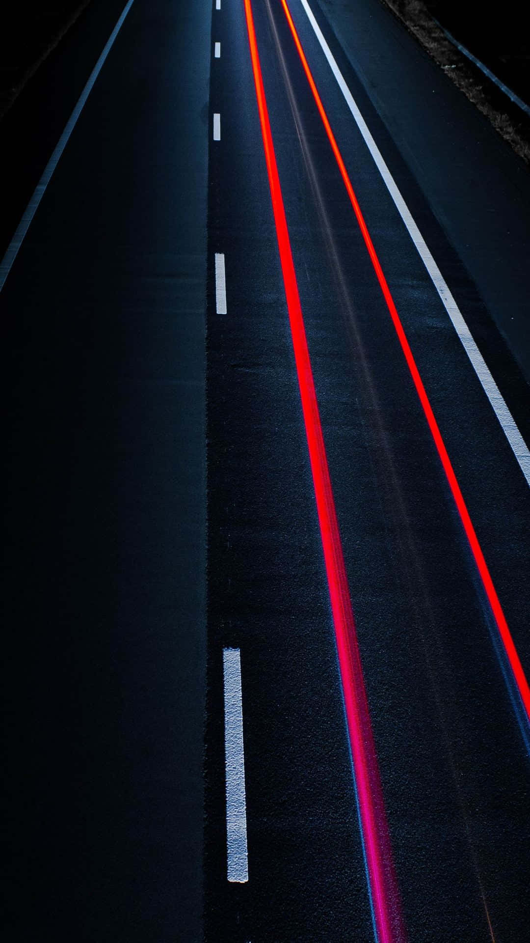 dusk, dark highway, vibrant red and blue light trails, Full HD Phone Wallpaper