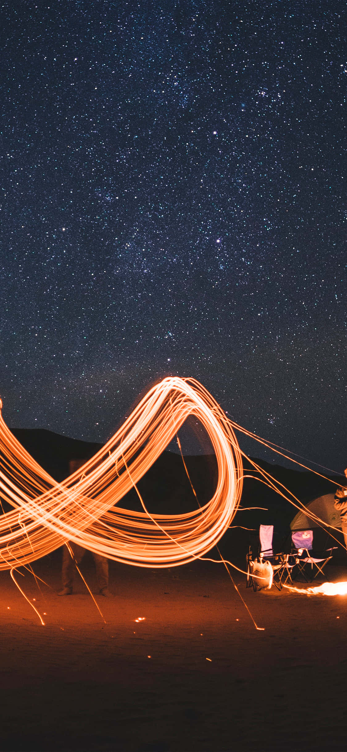 infinity symbol, light trails, starry night sky, Full HD Phone Wallpaper