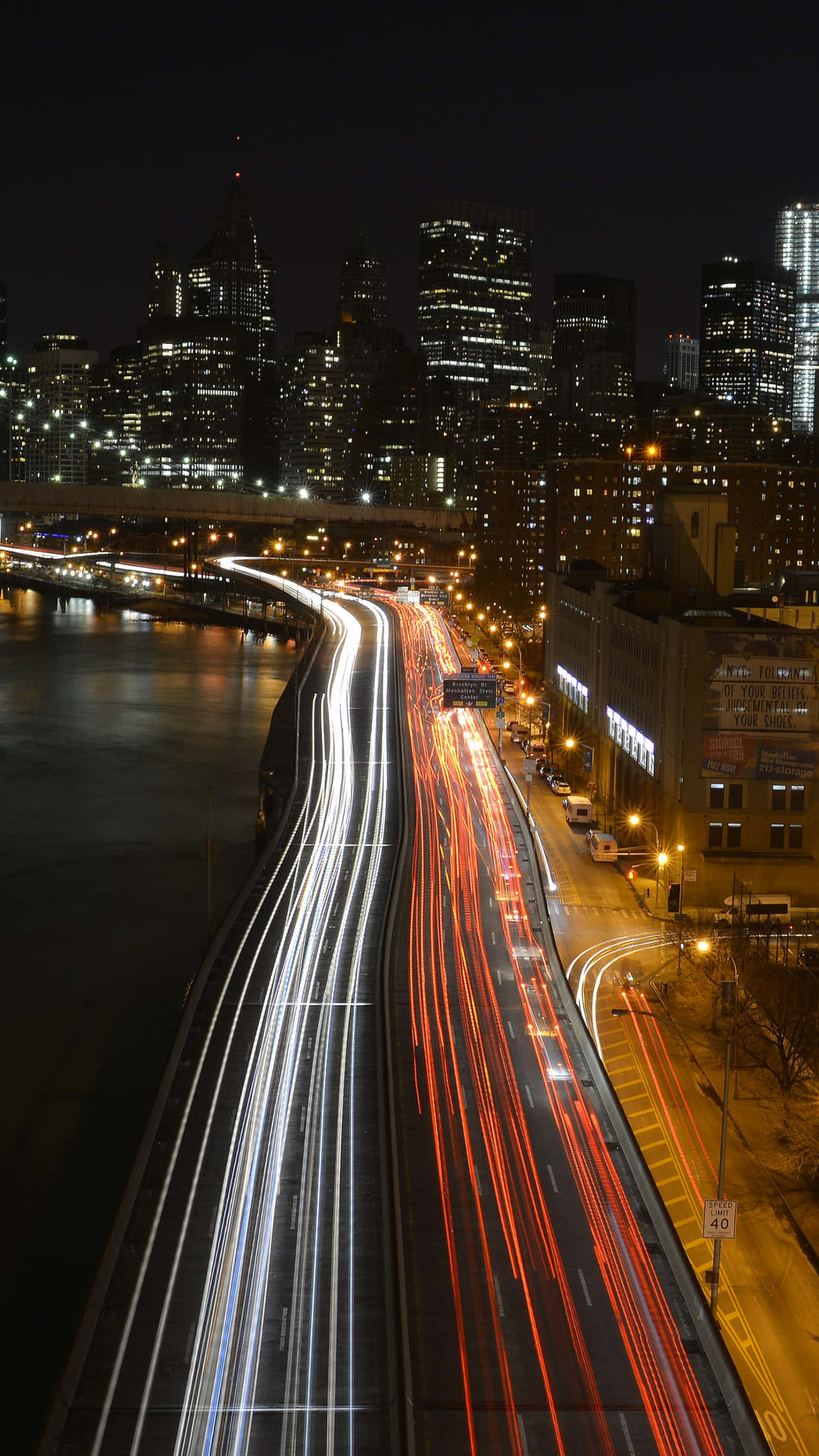 time lapse, highway, night, Full HD Phone Wallpaper