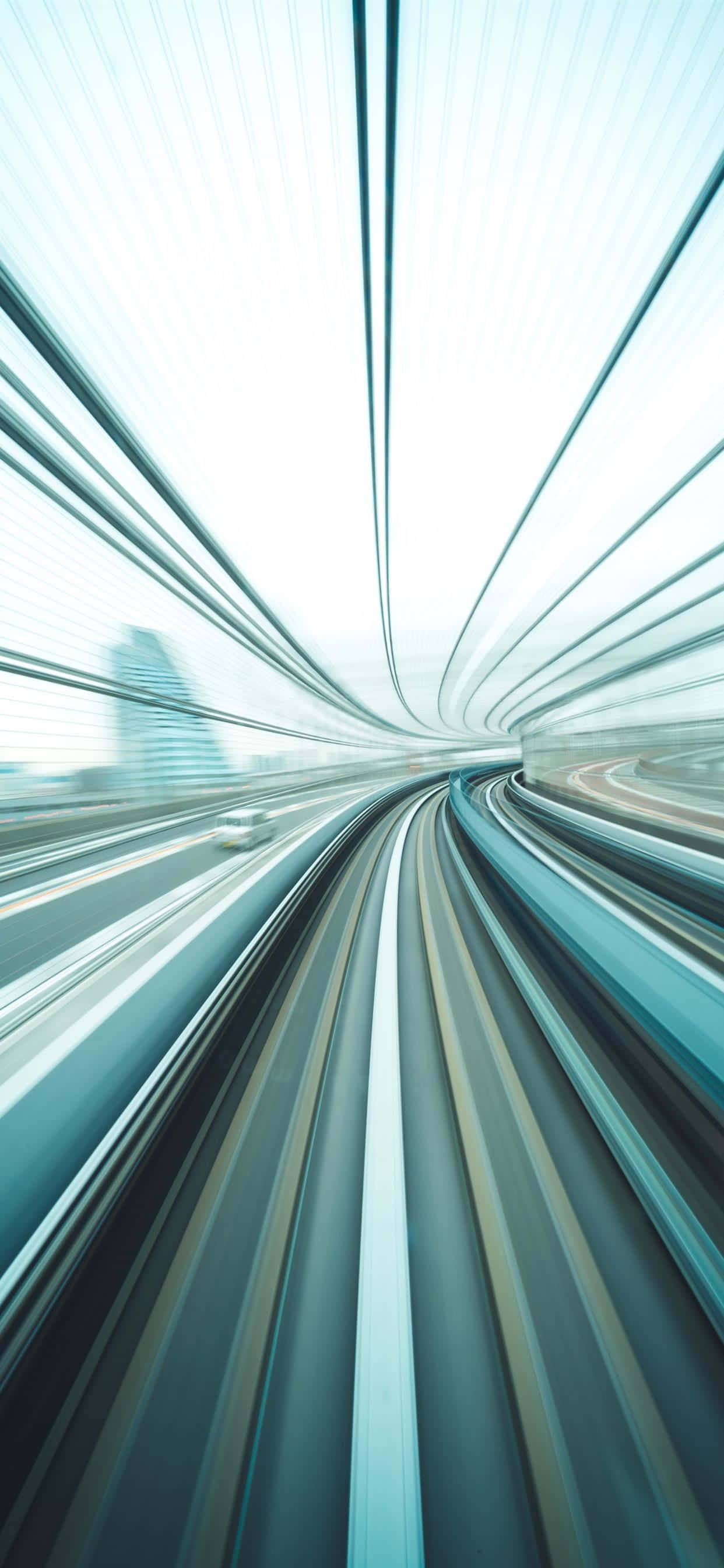 time lapse, train tunnel, teal, 2K Phone Wallpaper