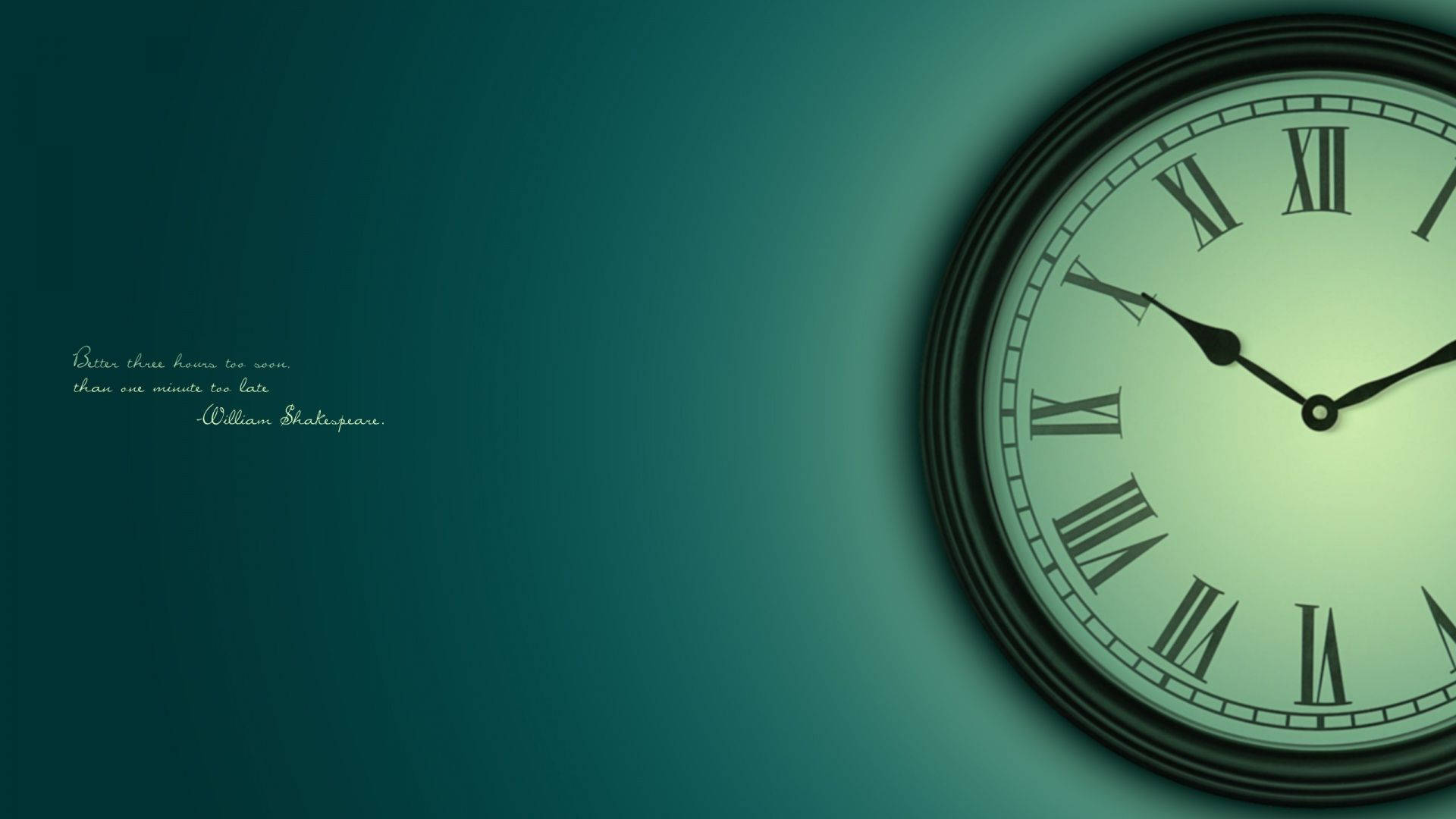vintage wall clock, Roman numerals, teal gradient background, Full HD Desktop Wallpaper
