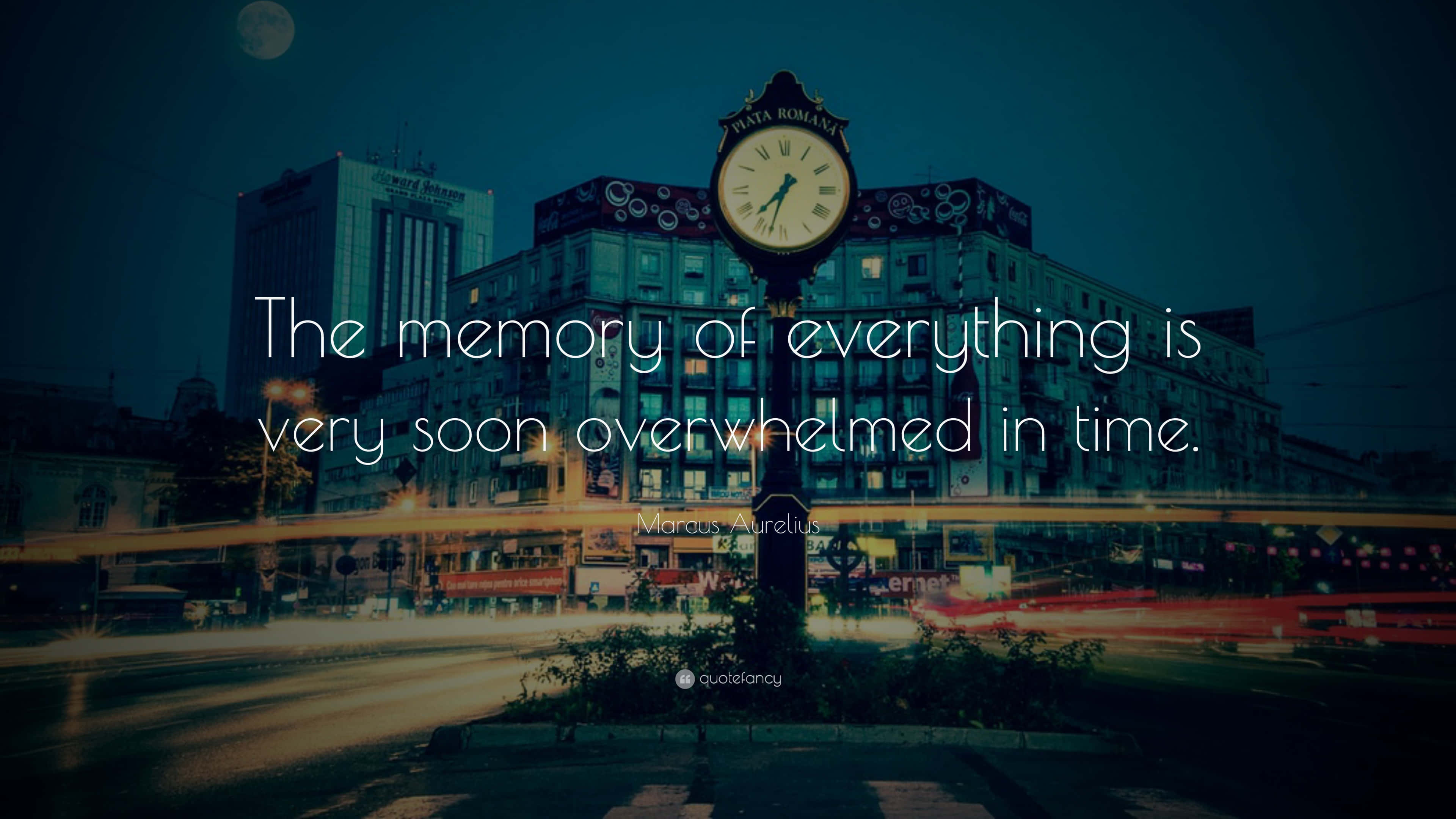 vintage clock, city square, night, 4K Desktop Wallpaper
