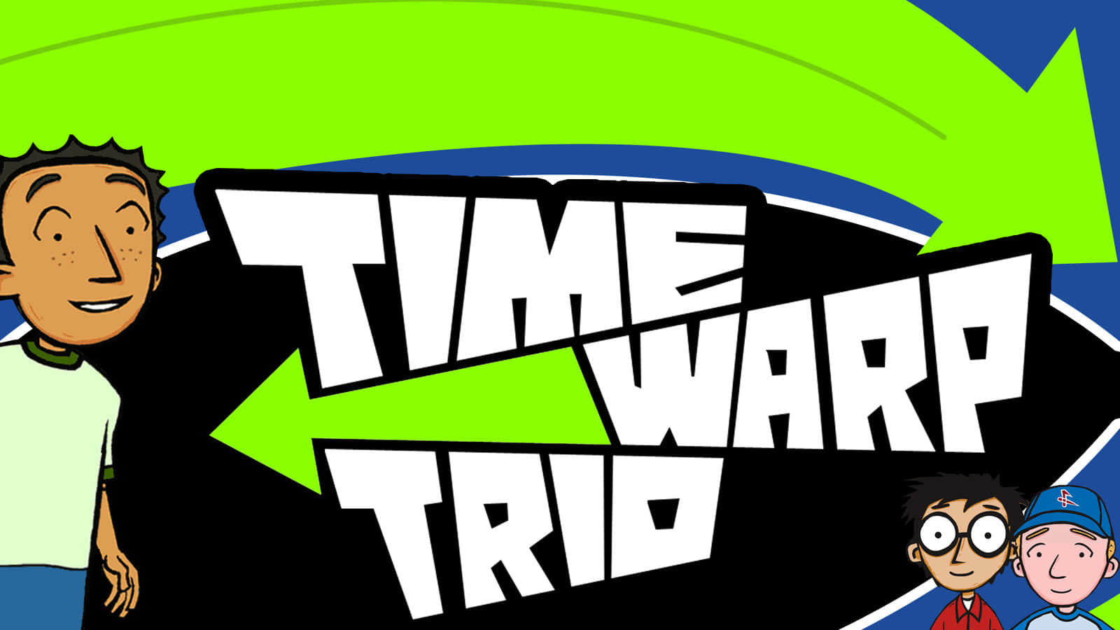 Time Warp Trio, black background, green and blue arrows, HD Desktop Wallpaper