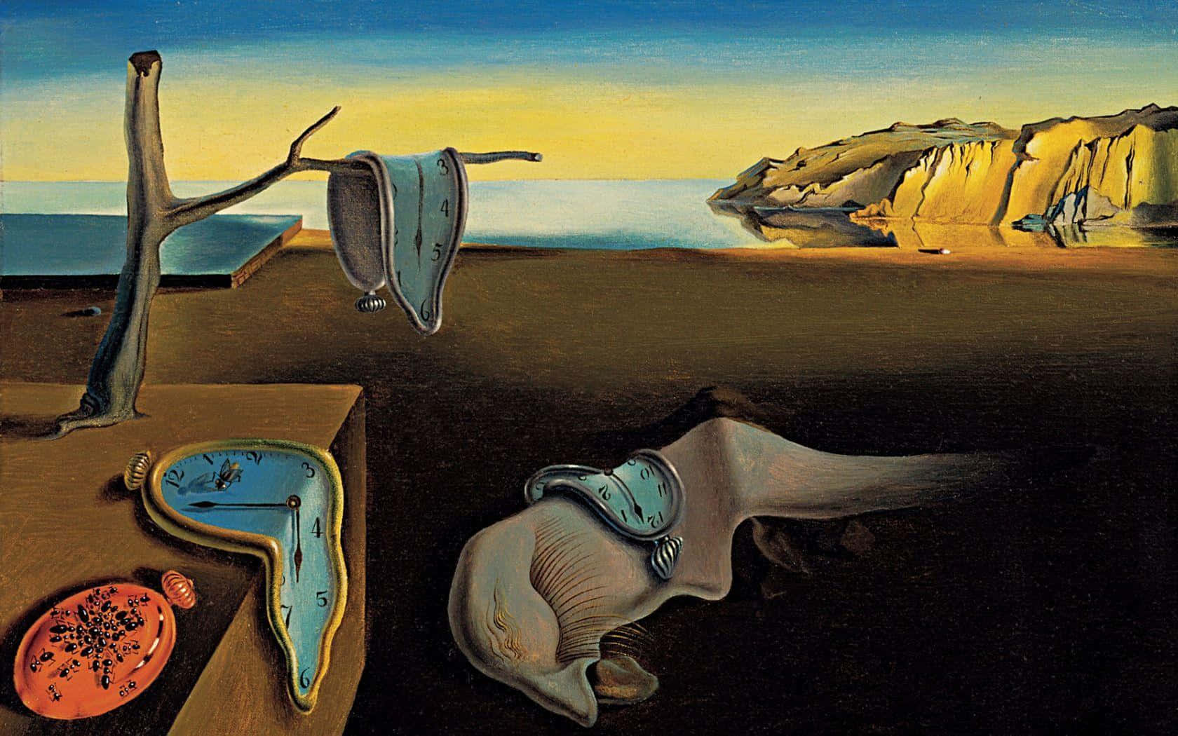 Surreal Art Melting Time, melting clocks, barren tree, HD Desktop Wallpaper