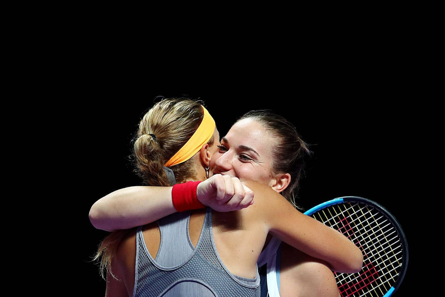 Timea Babos, racket, black background, HD Desktop Wallpaper