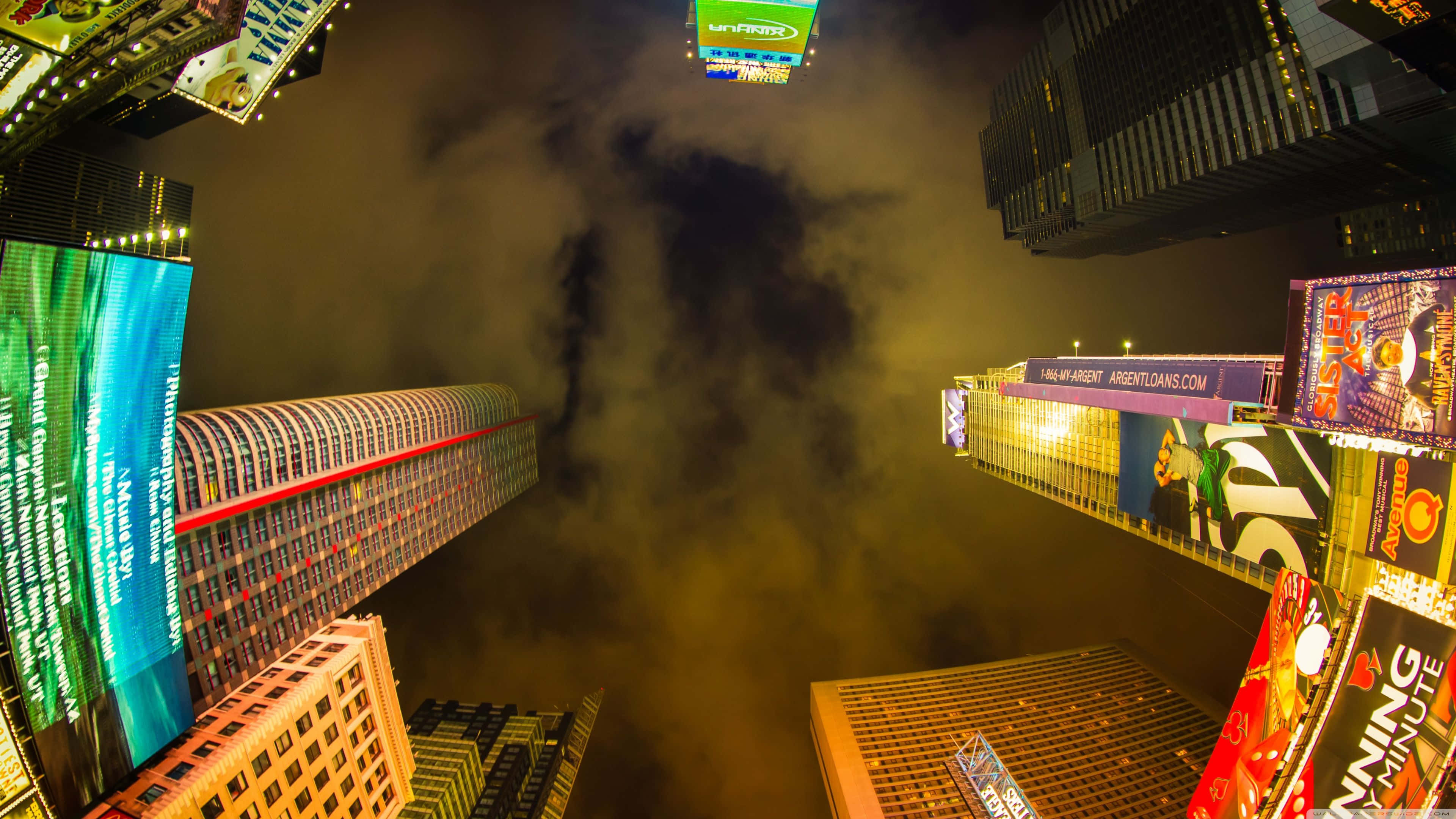 Times Square, night, glowing billboards, 4K Desktop Wallpaper