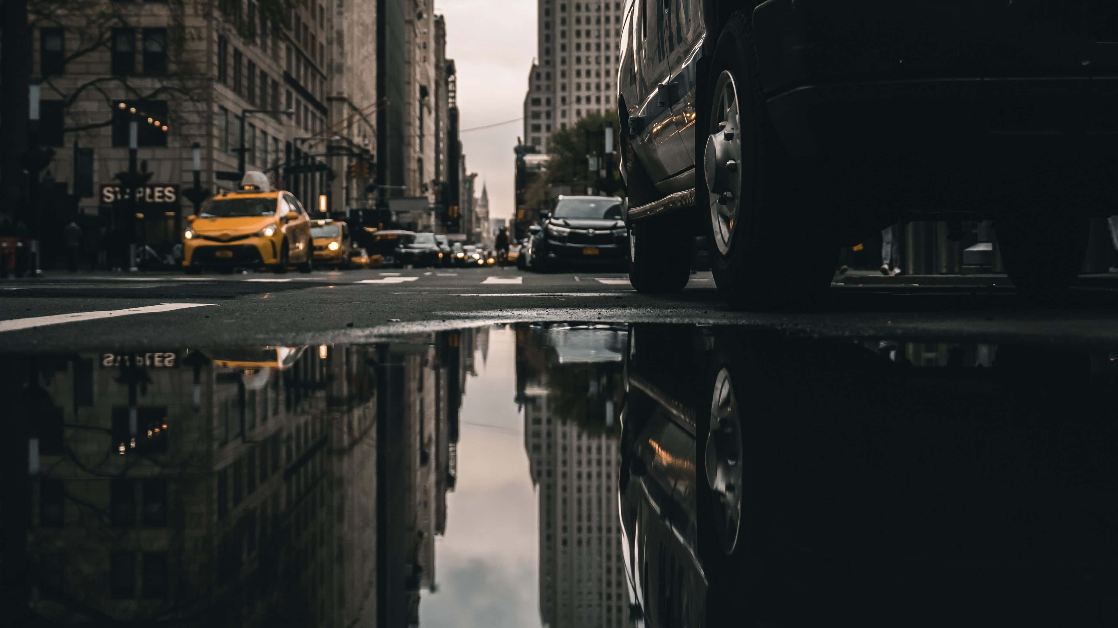 Times Square, 4K, rainy city street, 4K Desktop Wallpaper