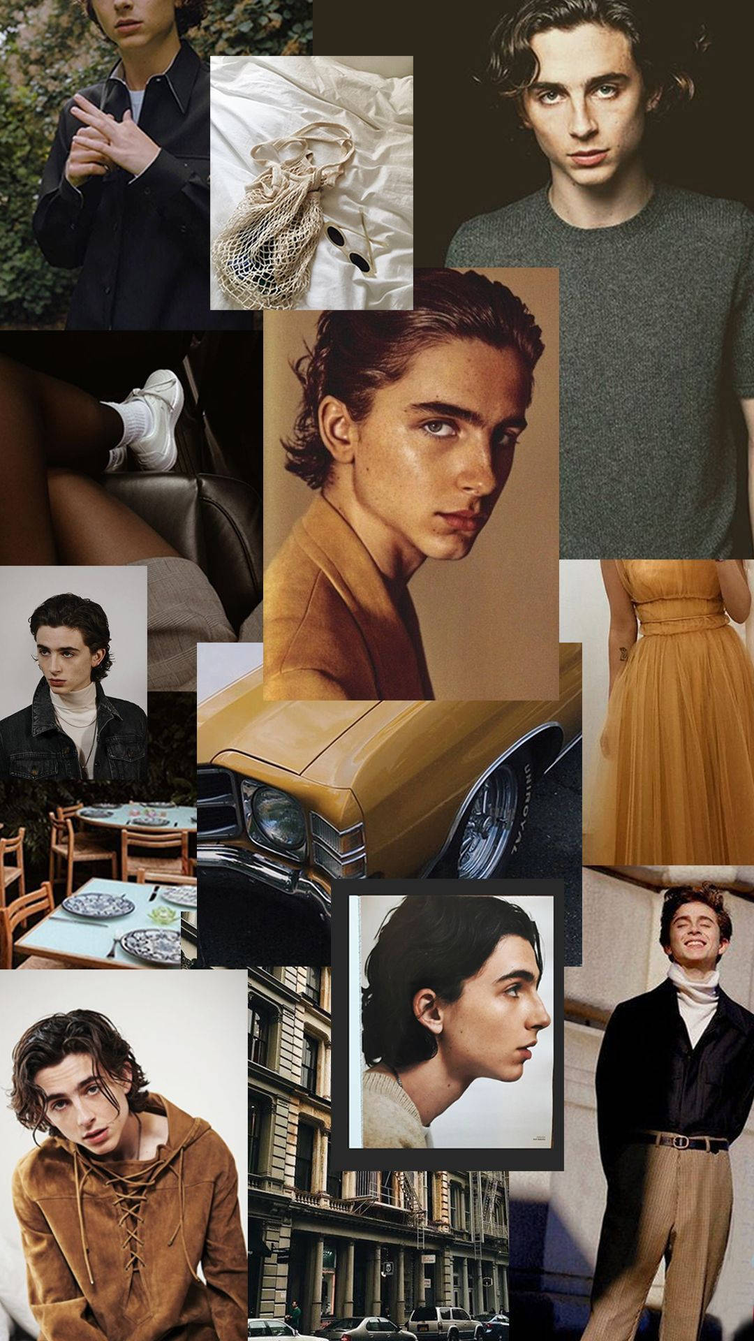 Timothée Chalamet, street scenes, vintage cars, Full HD Phone Wallpaper