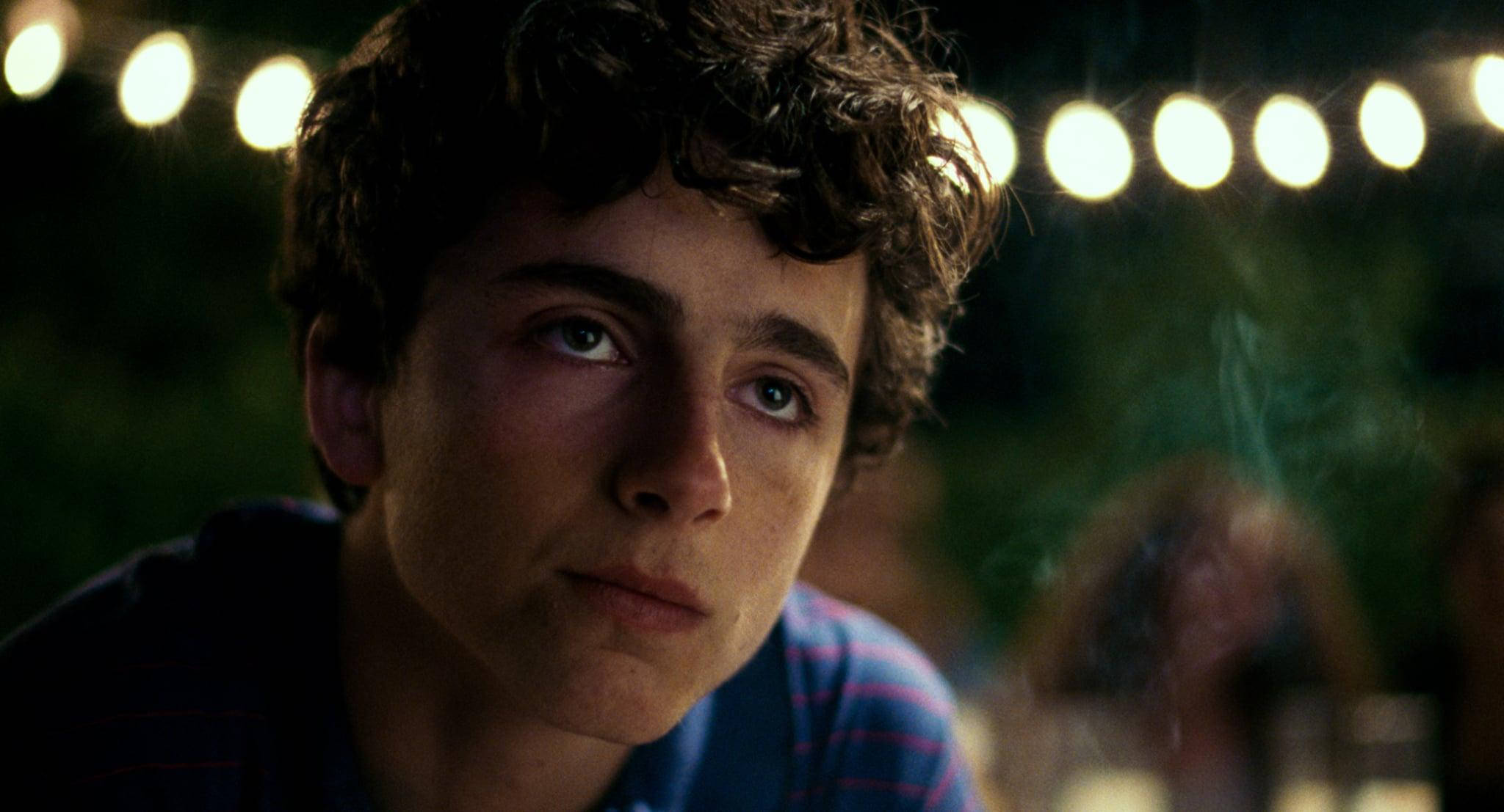Timothée Chalamet, short curly hairstyle, warm string lights, Full HD Desktop Wallpaper