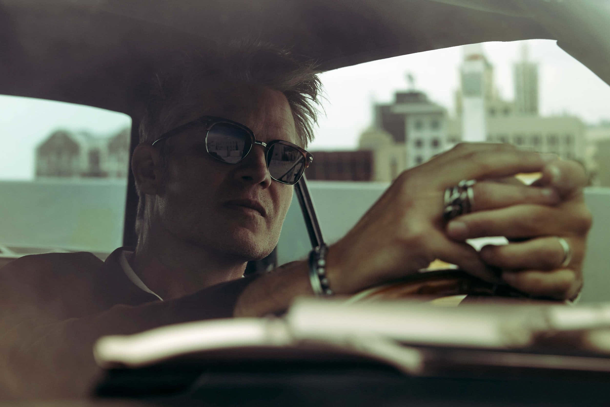 Timothy Olyphant, sunglasses, steering wheel, Full HD Desktop Wallpaper
