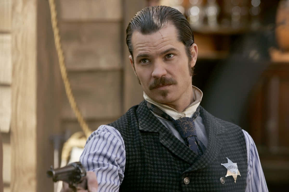 Timothy Olyphant, sheriff, mustache, SD Desktop Wallpaper