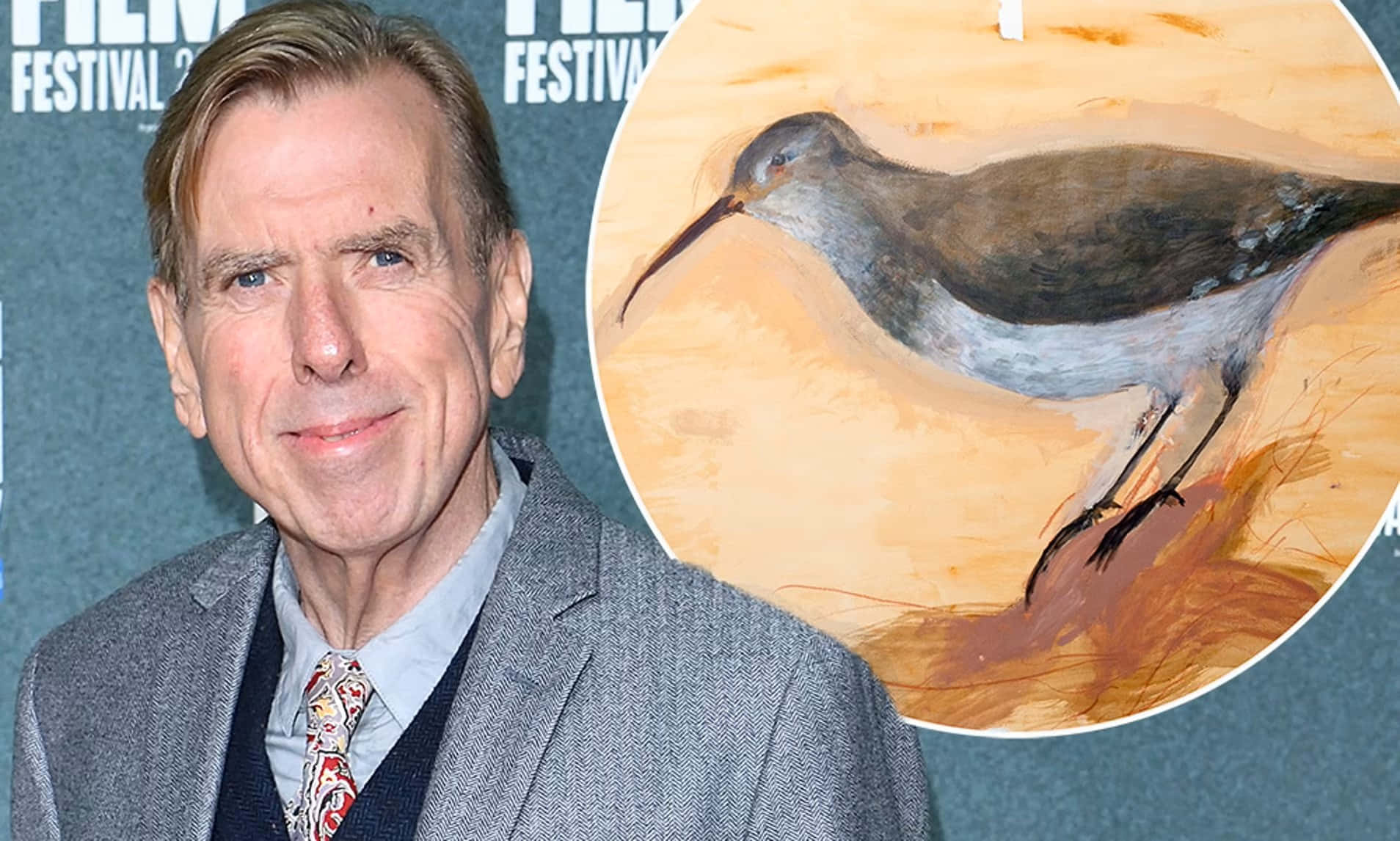 Timothy Spall, gray suit, circular painting, HD Desktop Wallpaper