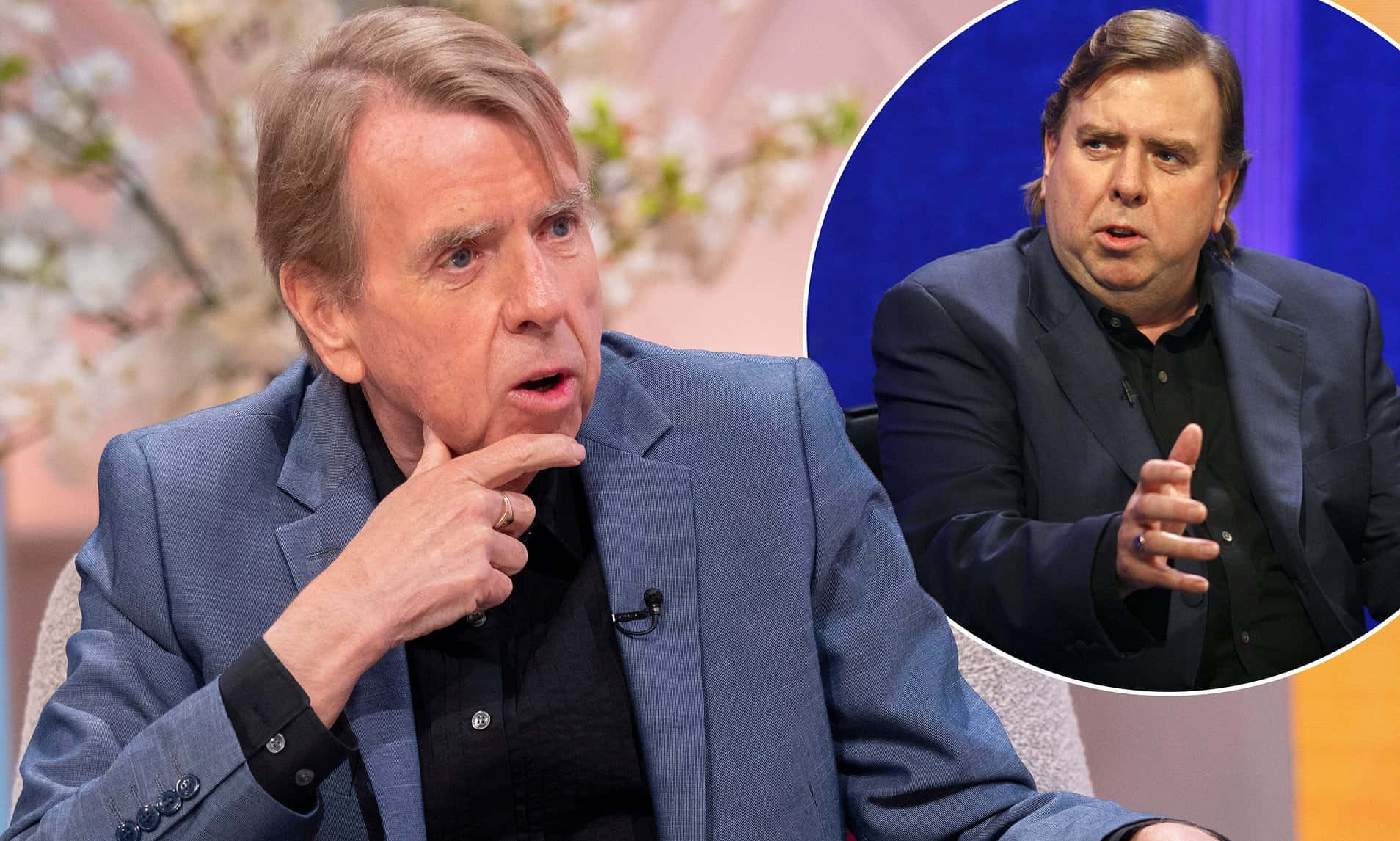 Timothy Spall, talk show set, floral backdrop, HD Desktop Wallpaper