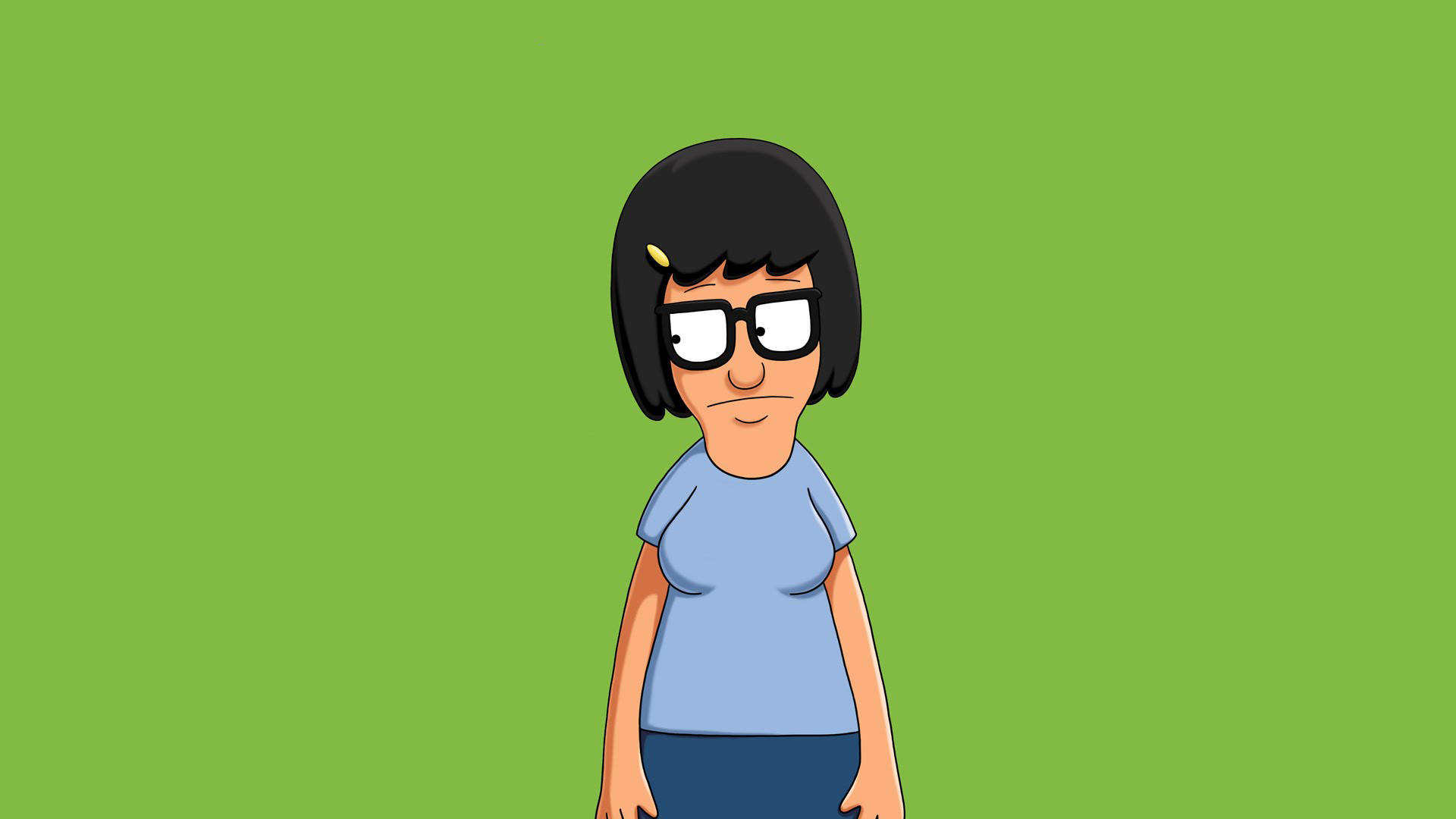 Tina Belcher, apple green canvas, black bob haircut, Full HD Desktop Wallpaper