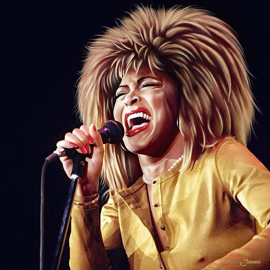 Tina Turner, voluminous blonde hair, singing passionately, SD Desktop Wallpaper