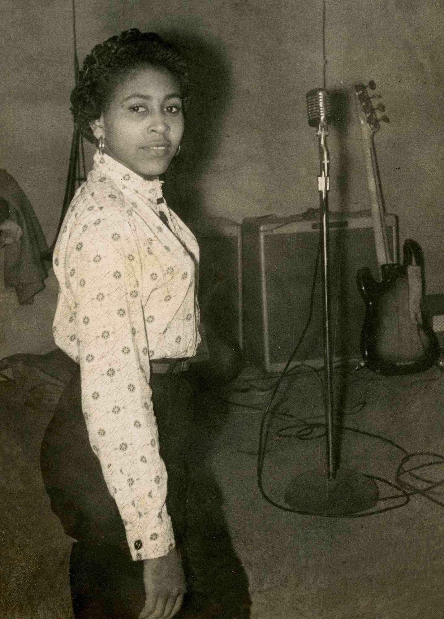 Tina Turner, microphone, electric guitar, Full HD Phone Wallpaper