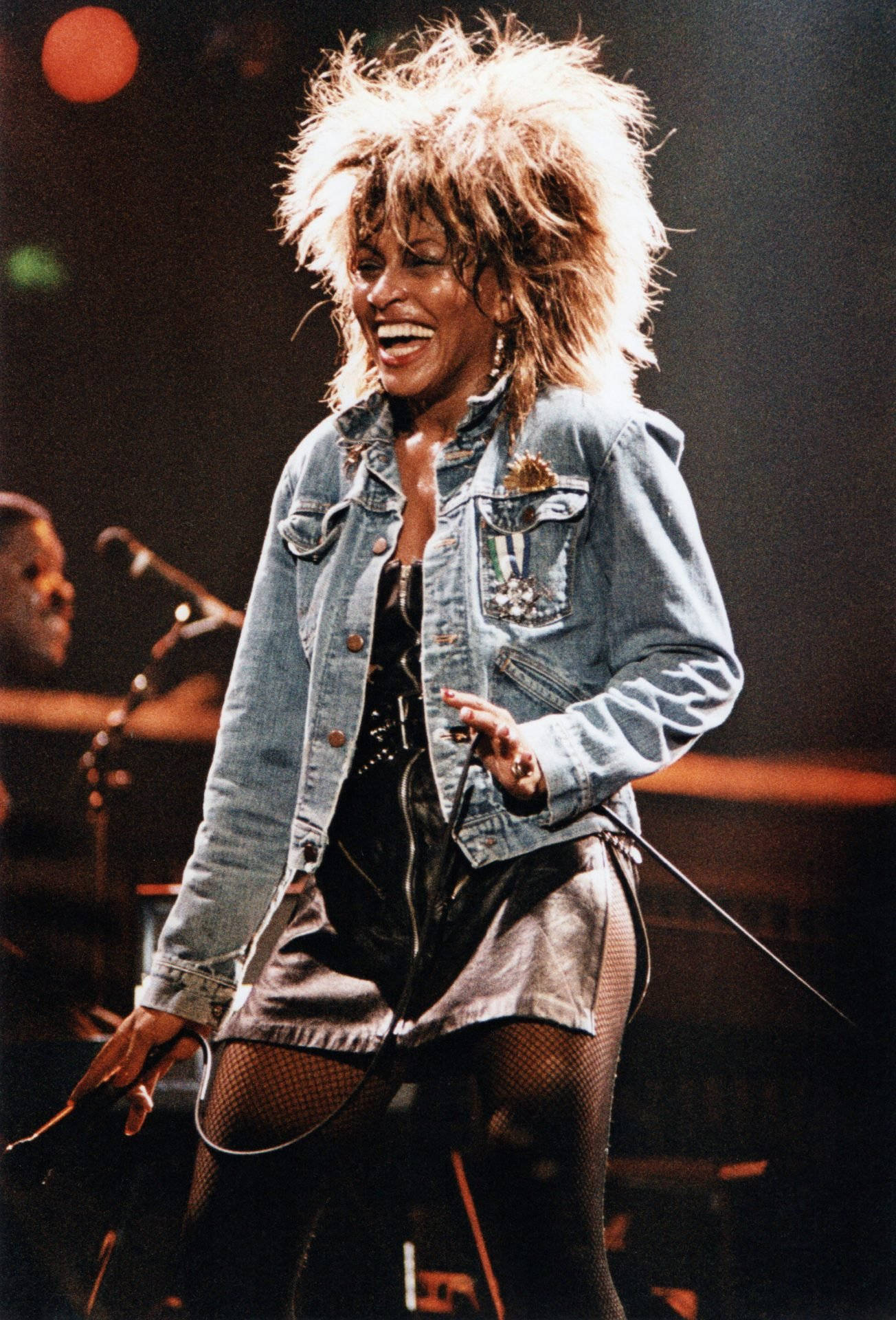 Tina Turner, punk rock performance, denim jacket, Full HD Phone Wallpaper