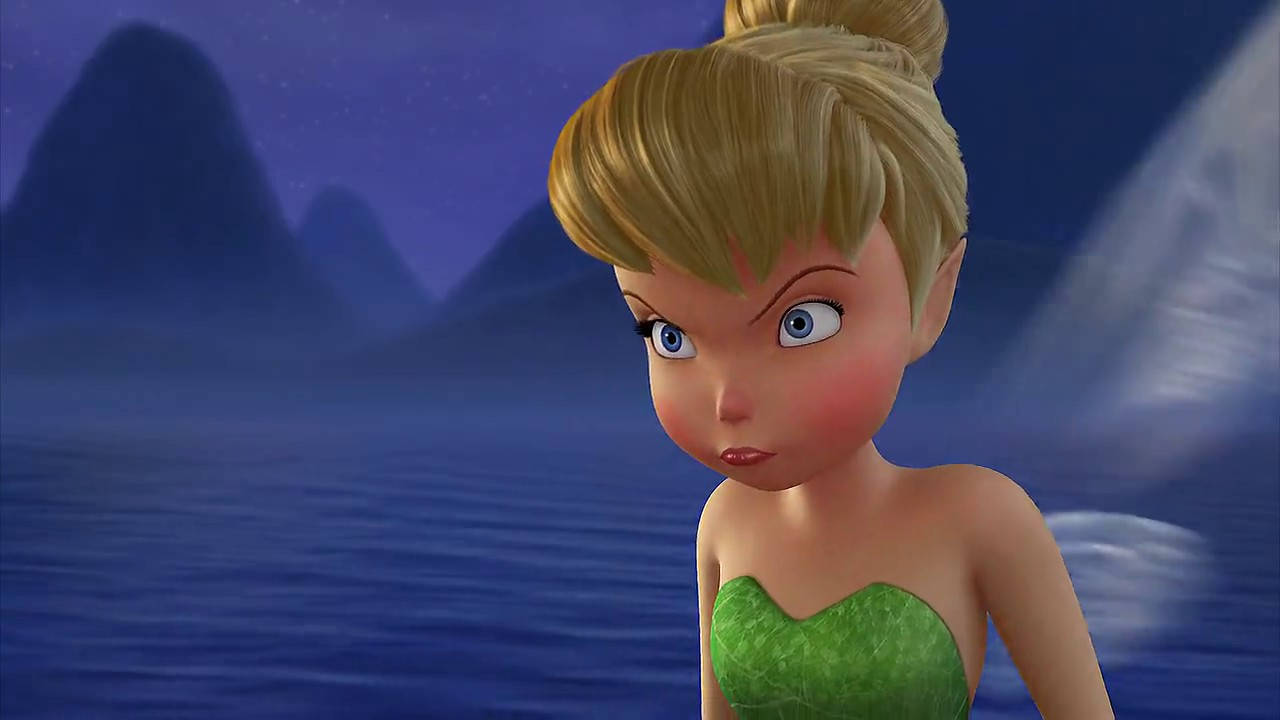 Tinker Bell, green dress, starry night ocean, HD Desktop Wallpaper