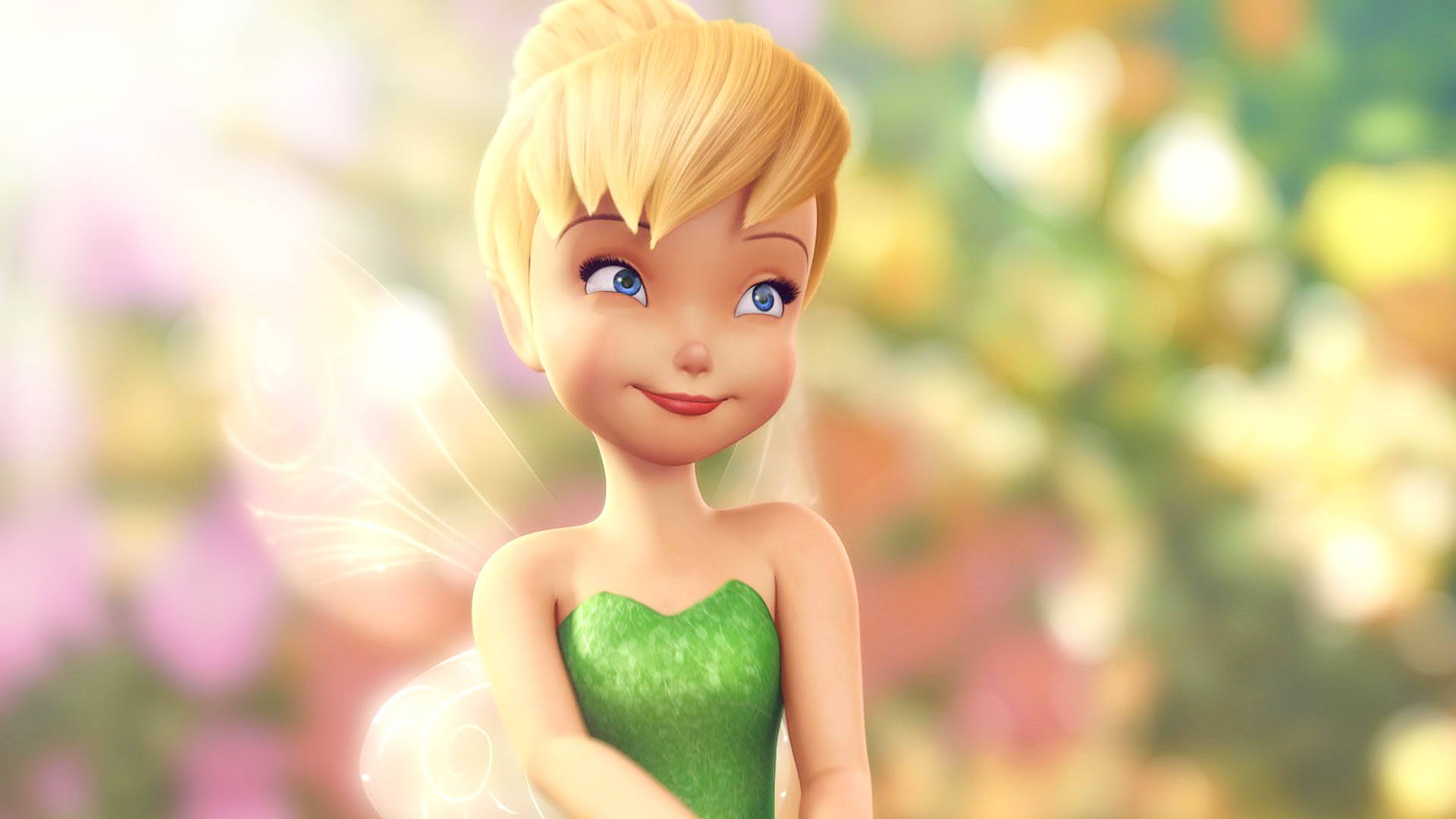 Tinker Bell, floral background, blonde hair, Full HD Desktop Wallpaper